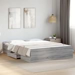 VIDAXL Cadre de lit avec tiroirs sans matelas sonoma gris 140x200 cm