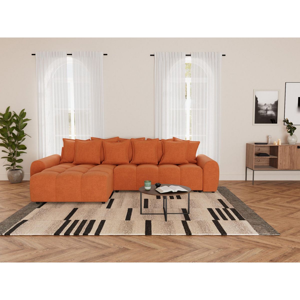 LISA DESIGN Adelaide - canapé d'angle réversible 4 places en tissu texturé
