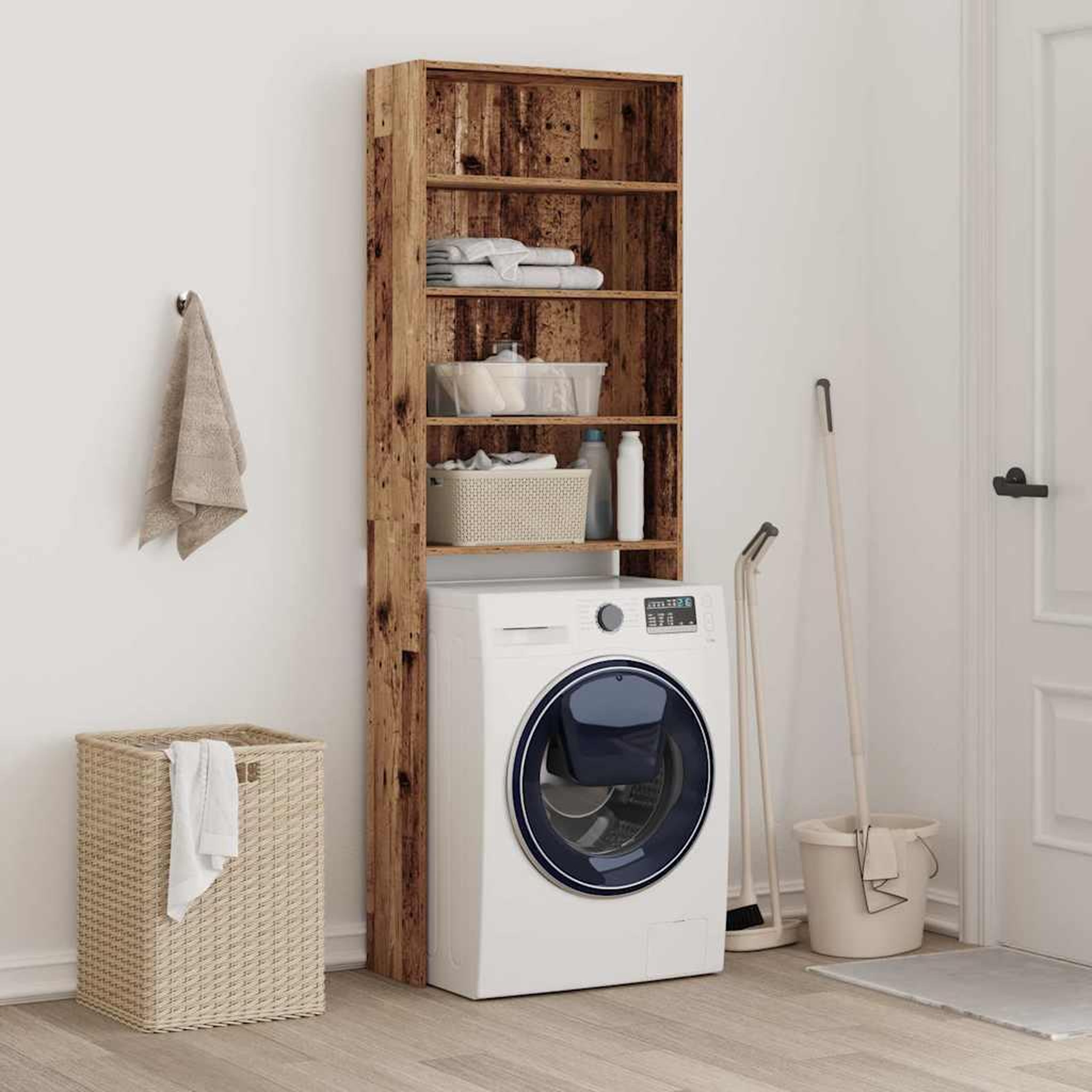 Voir la diapositive 4 : VIDAXL Meuble pour machine a laver vieux bois 64x24x190 cm