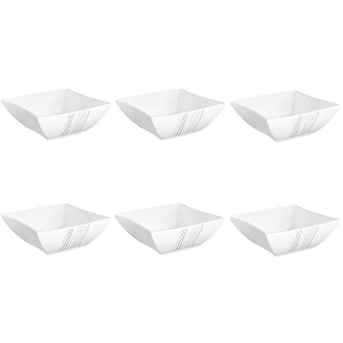 SECRET DE GOURMET Lot de 6 Coupelles  Lignes  15cm Blanc