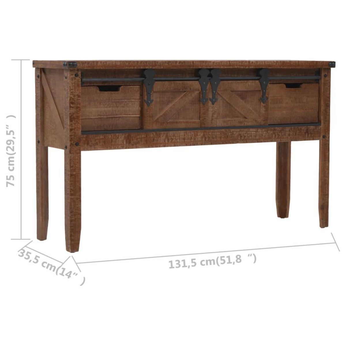 VIDAXL Table console Bois massif de sapin 131 x 35,5  x 75 cm Marron