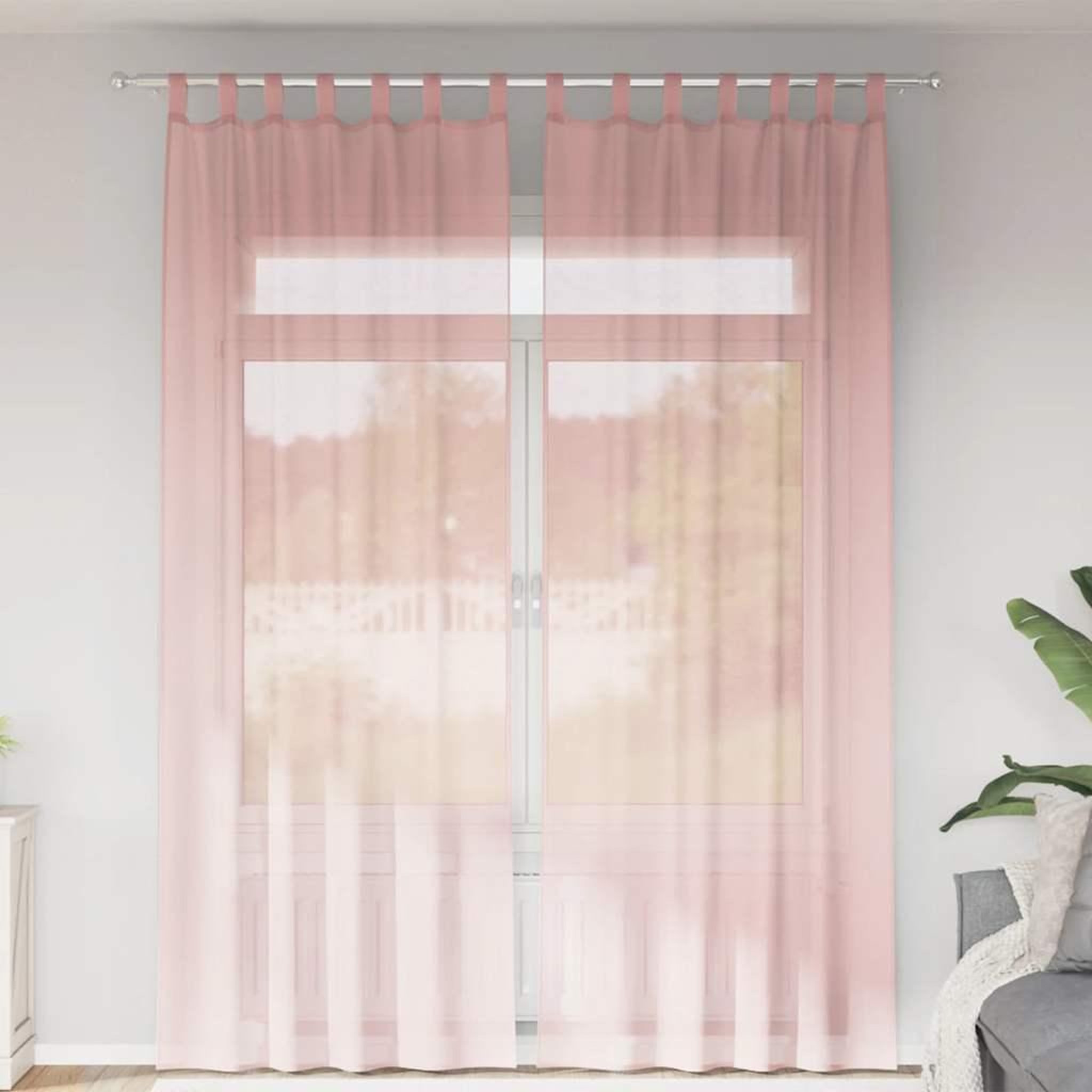 VIDAXL Rideaux en voile avec passe-tringles 2 pcs rose
