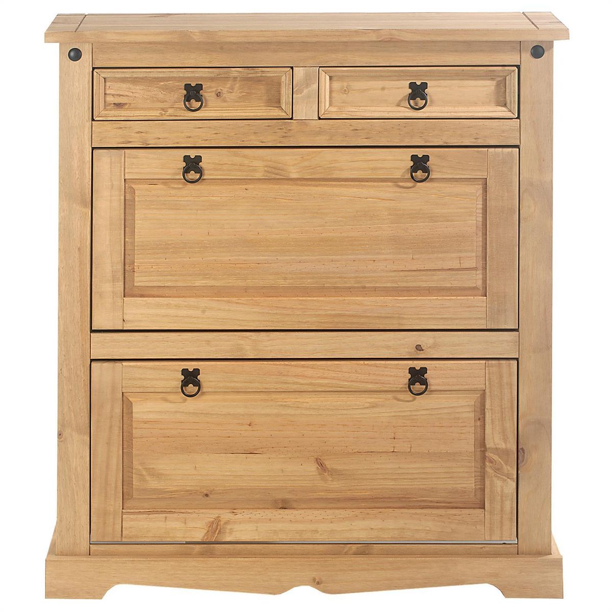 IDIMEX Meuble à chaussures en pin TEQUILA style mexicain, 2 abattants et 2 tiroirs