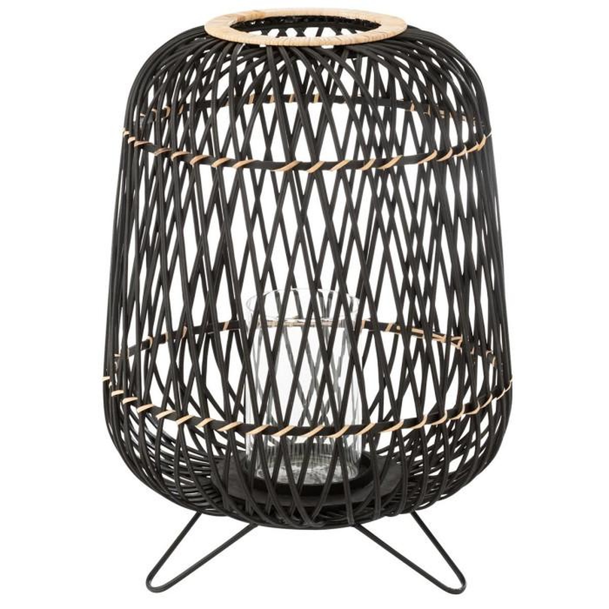 Voir la diapositive 1 : Paris Prix Lanterne Déco  Bambou sur Pied  57cm Noir