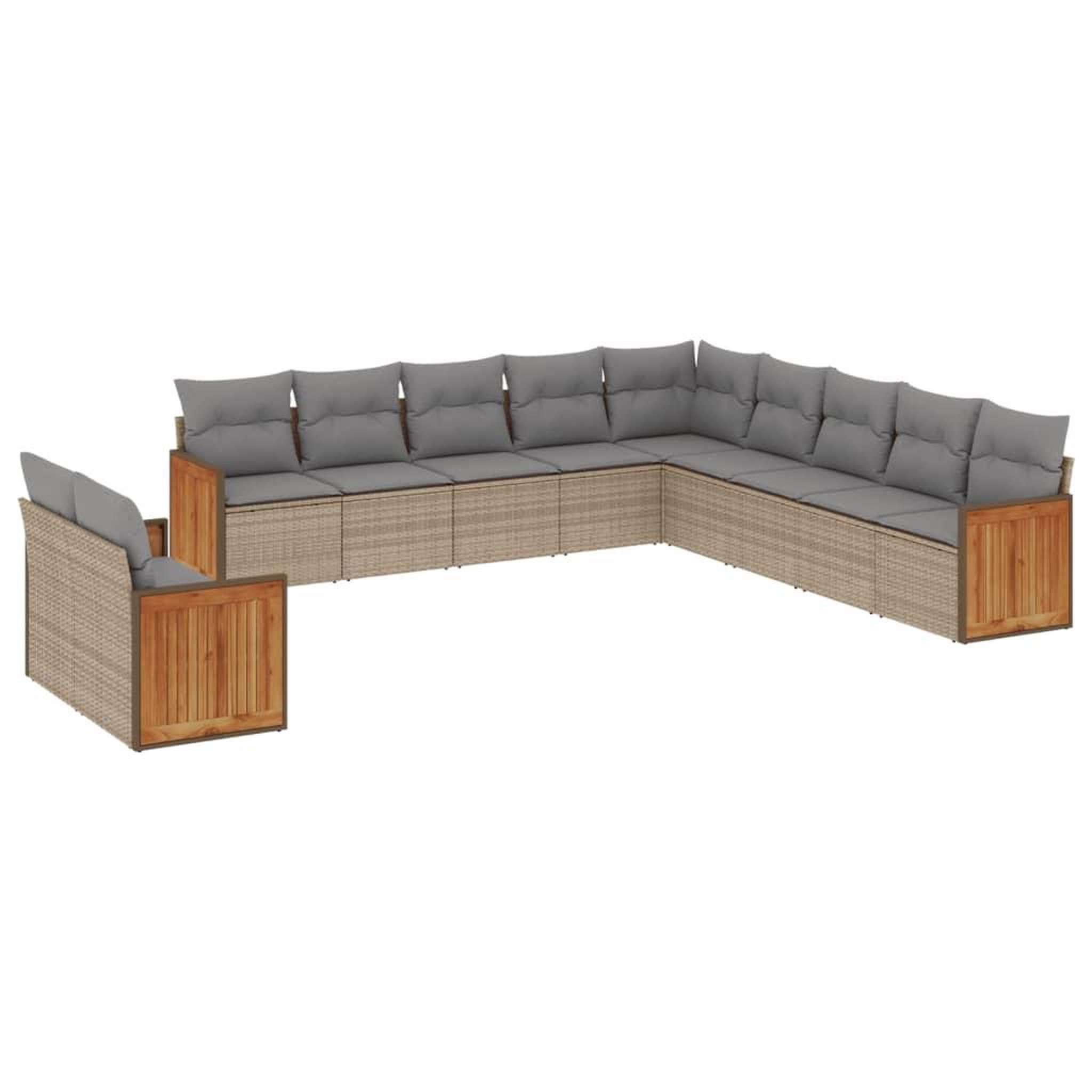 Voir la diapositive 2 : VIDAXL Salon de jardin 11 pcs avec coussins beige resine tressee