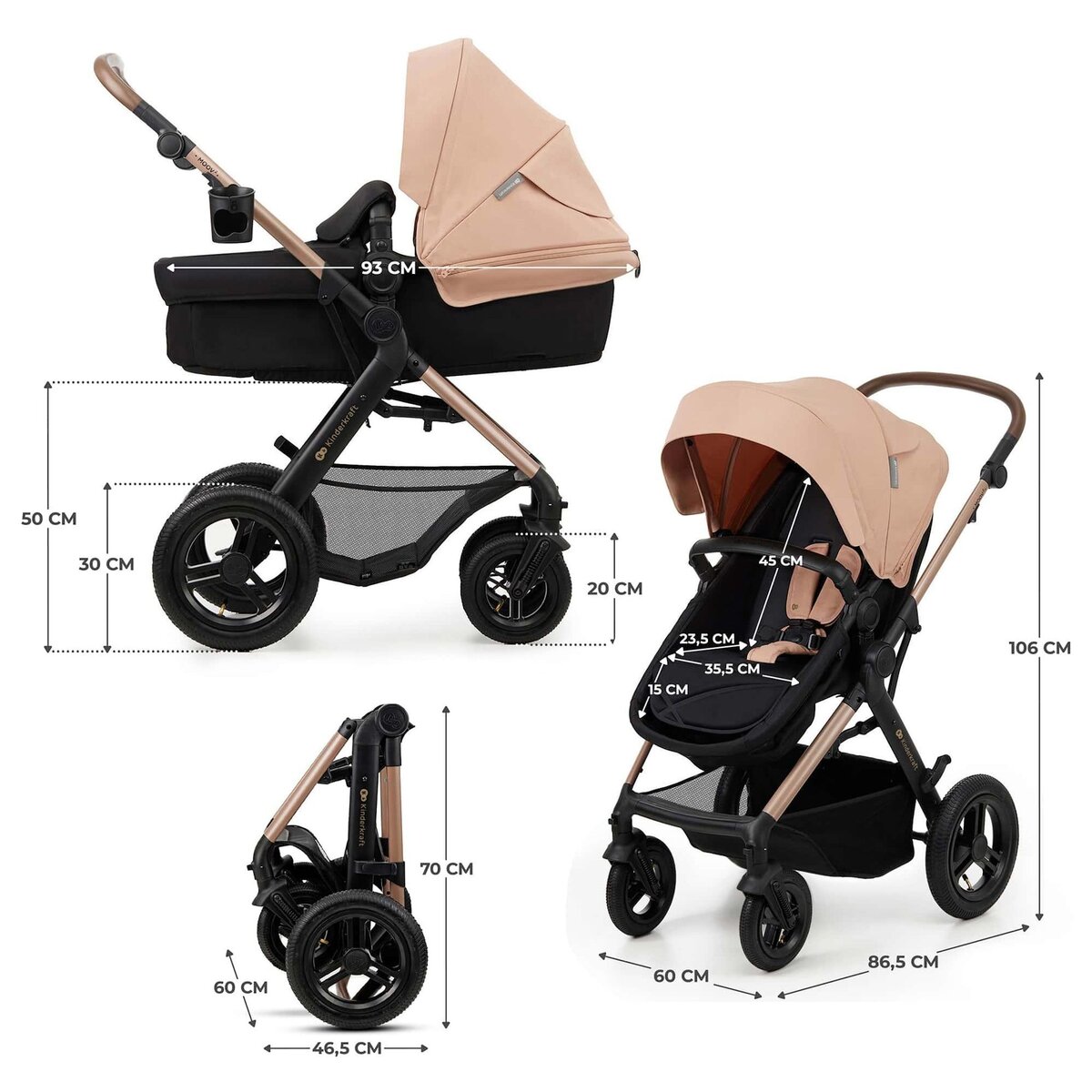 KINDERKRAFT Poussette 4en1 moov 2 pratique et confortable