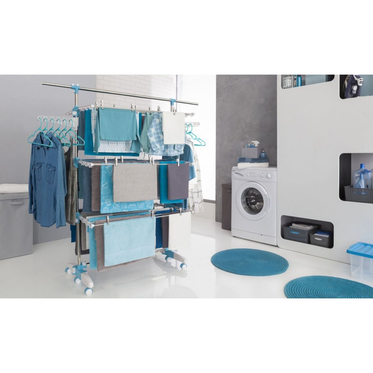 Idomya E. Séchoir Magnum avec accessoires 3 niveaux - 30m d'étendage