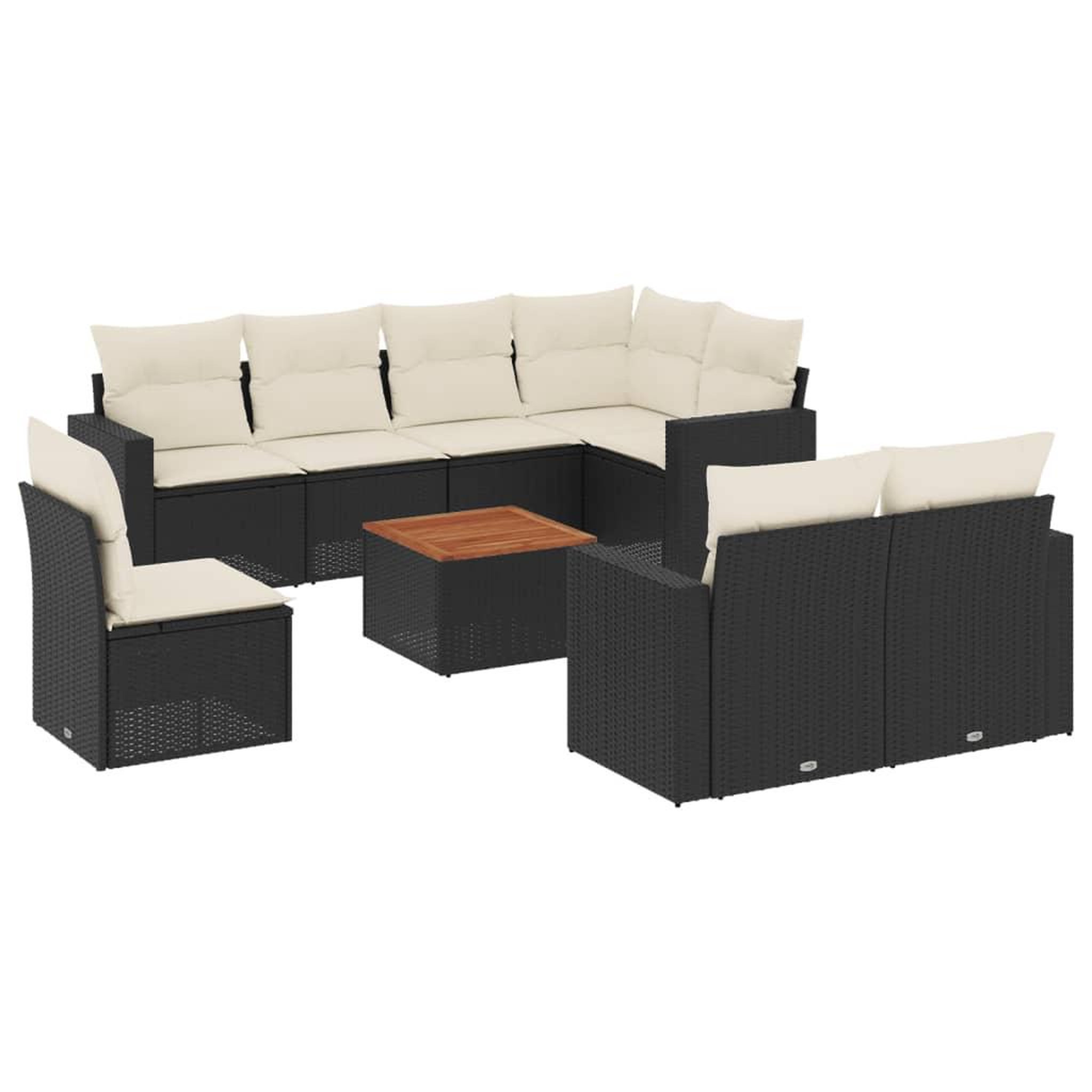 Voir la diapositive 2 : VIDAXL Salon de jardin 9 pcs avec coussins noir resine tressee