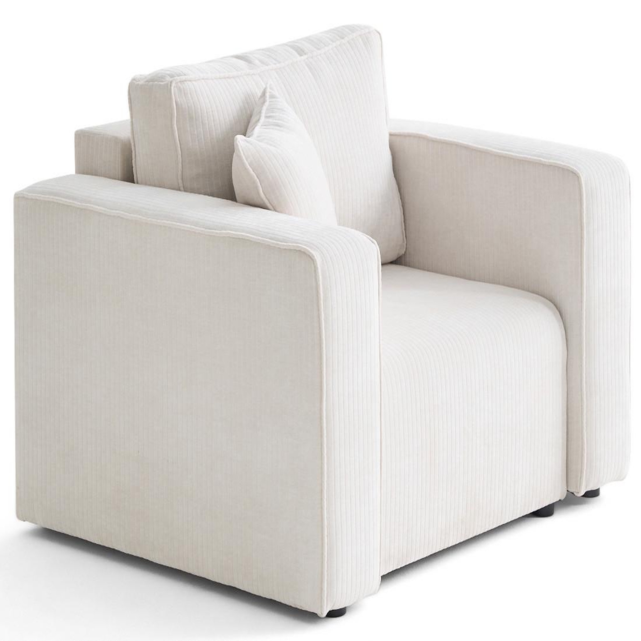Voir la diapositive 1 : BEST MOBILIER Topaze - fauteuil en velours côtelé plat