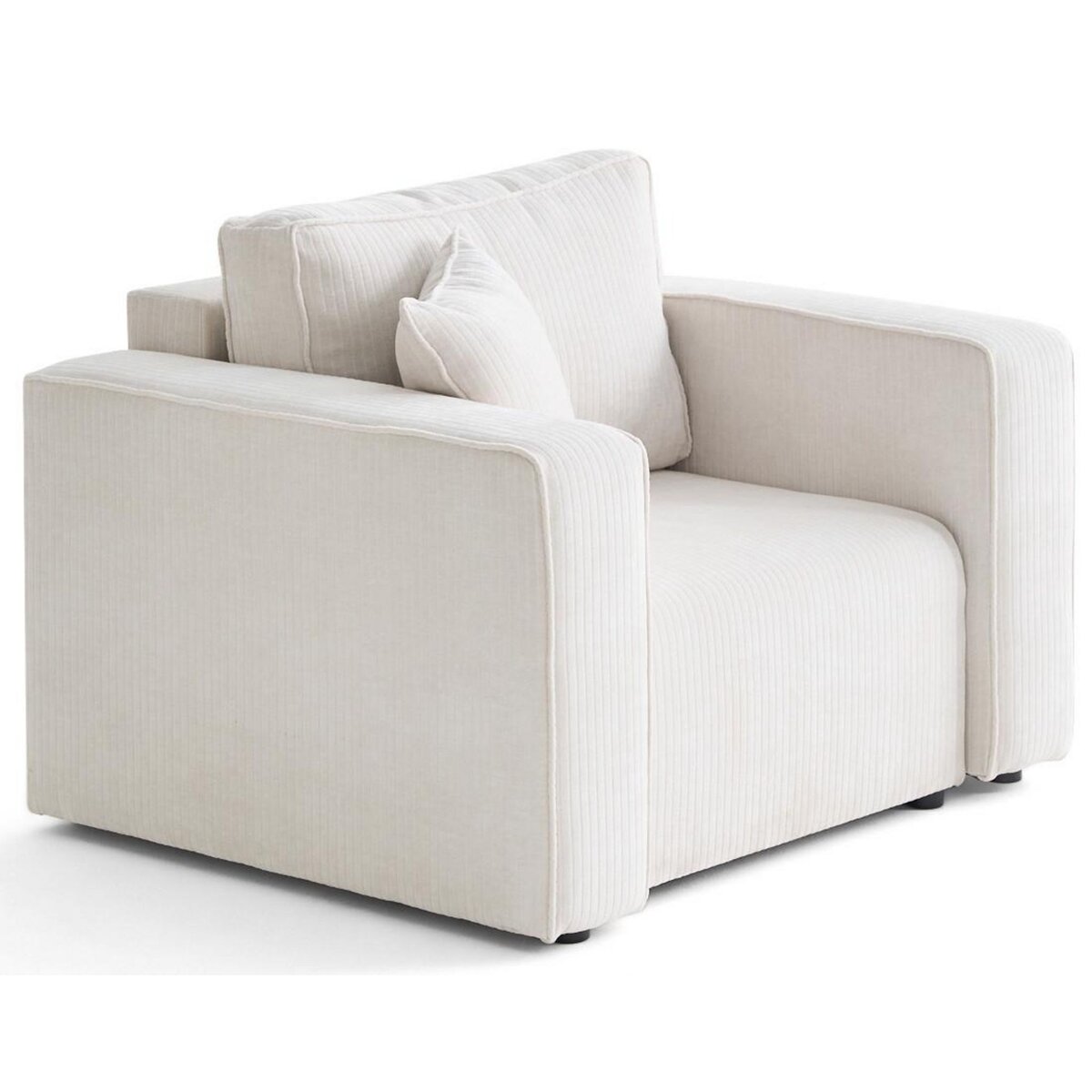 BEST MOBILIER Topaze - fauteuil en velours côtelé plat