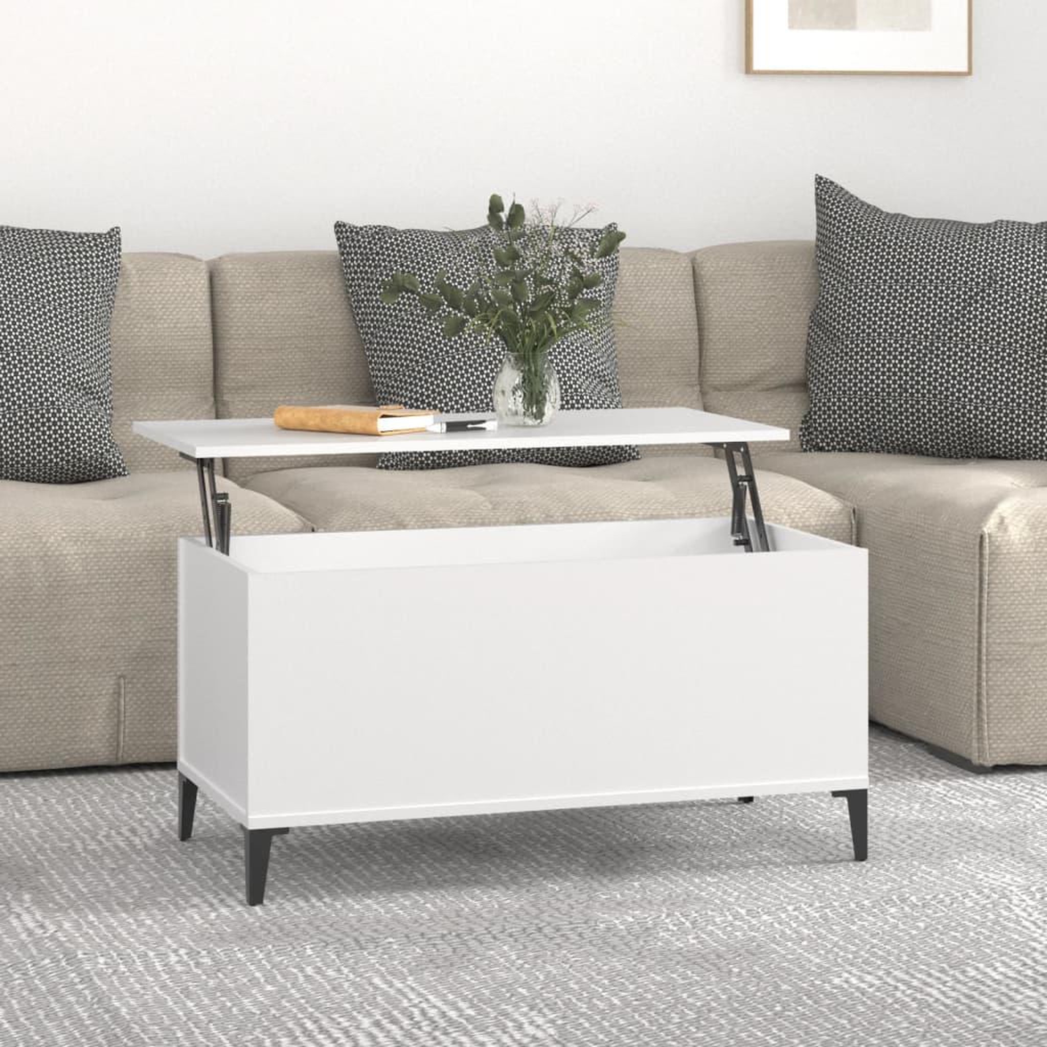 Voir la diapositive 1 : VIDAXL Table basse Blanc 90x44,5x45 cm Bois d'ingenierie