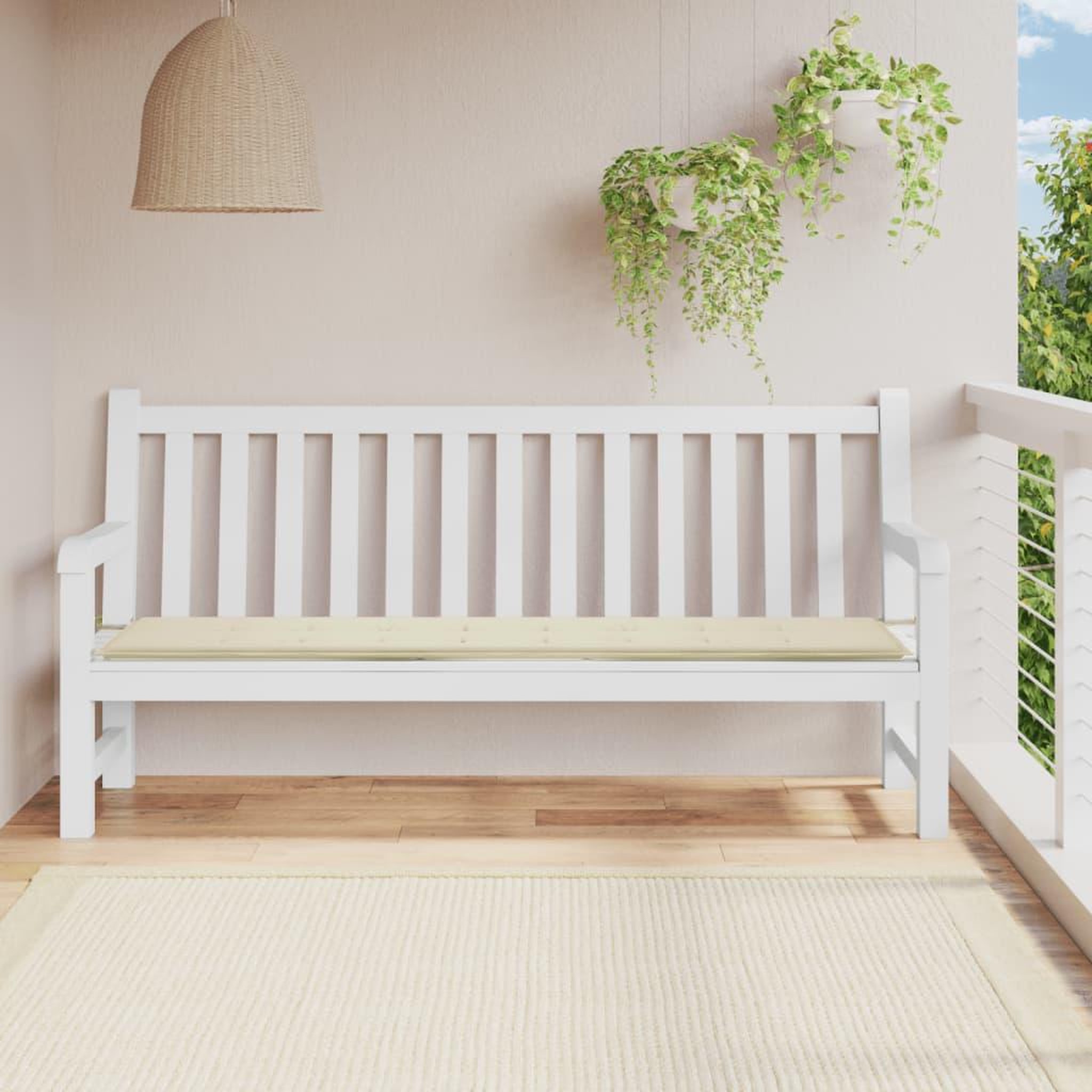 Voir la diapositive 1 : VIDAXL Coussin de banc de jardin creme 200x50x3 cm tissu oxford