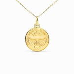 L'ATELIER D'AZUR Collier - Médaille Saint Esprit Or Jaune - Chaîne Dorée - Gravure Offerte