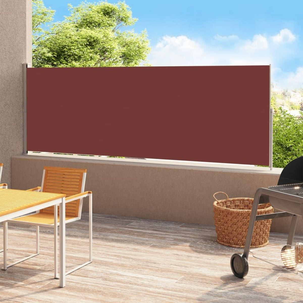 VIDAXL Auvent lateral retractable de patio 200x500 cm Marron