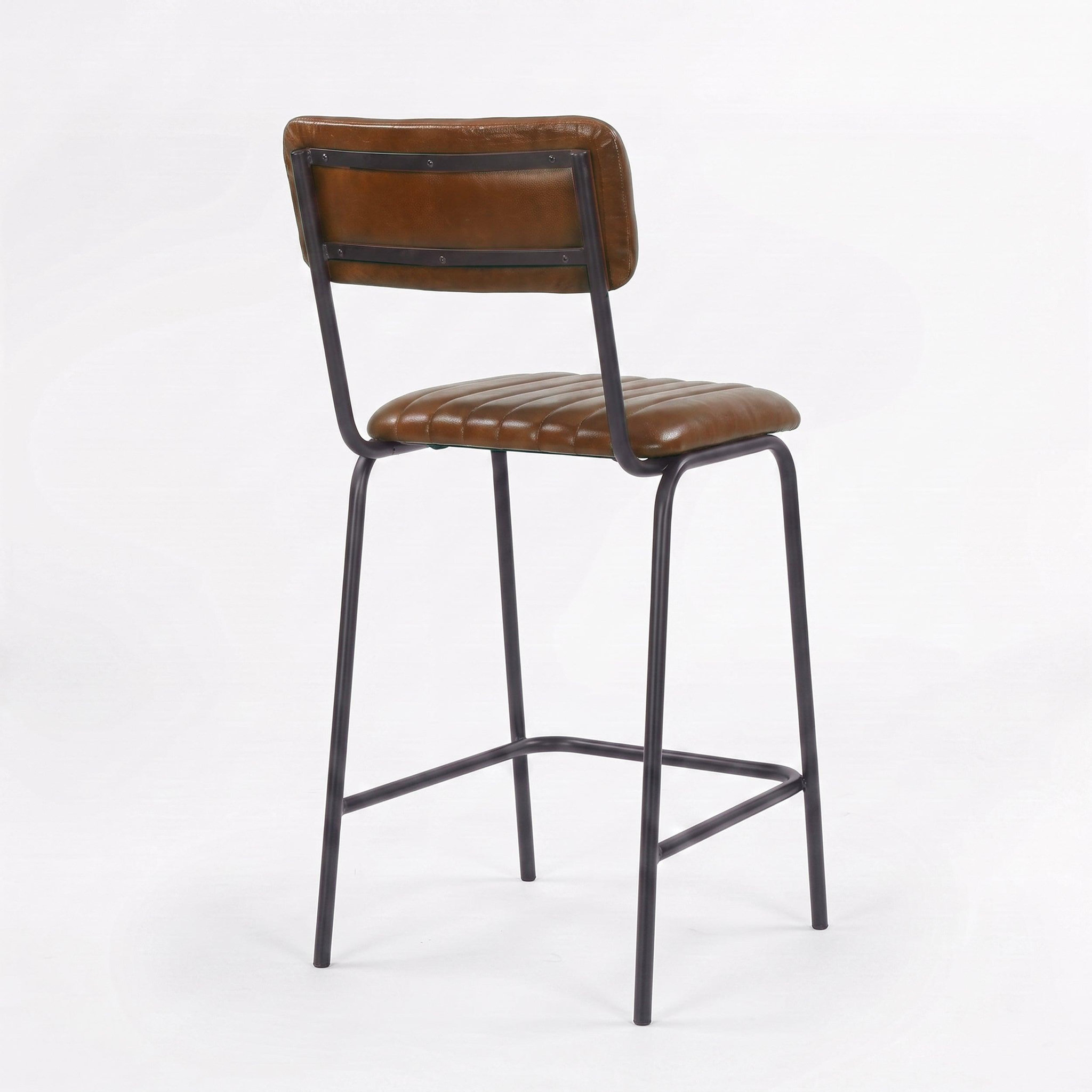 Voir la diapositive 3 : MAISON PAVANE Lot de 2 chaises pour îlot central 65 cm en cuir de buffle marron-Arsène