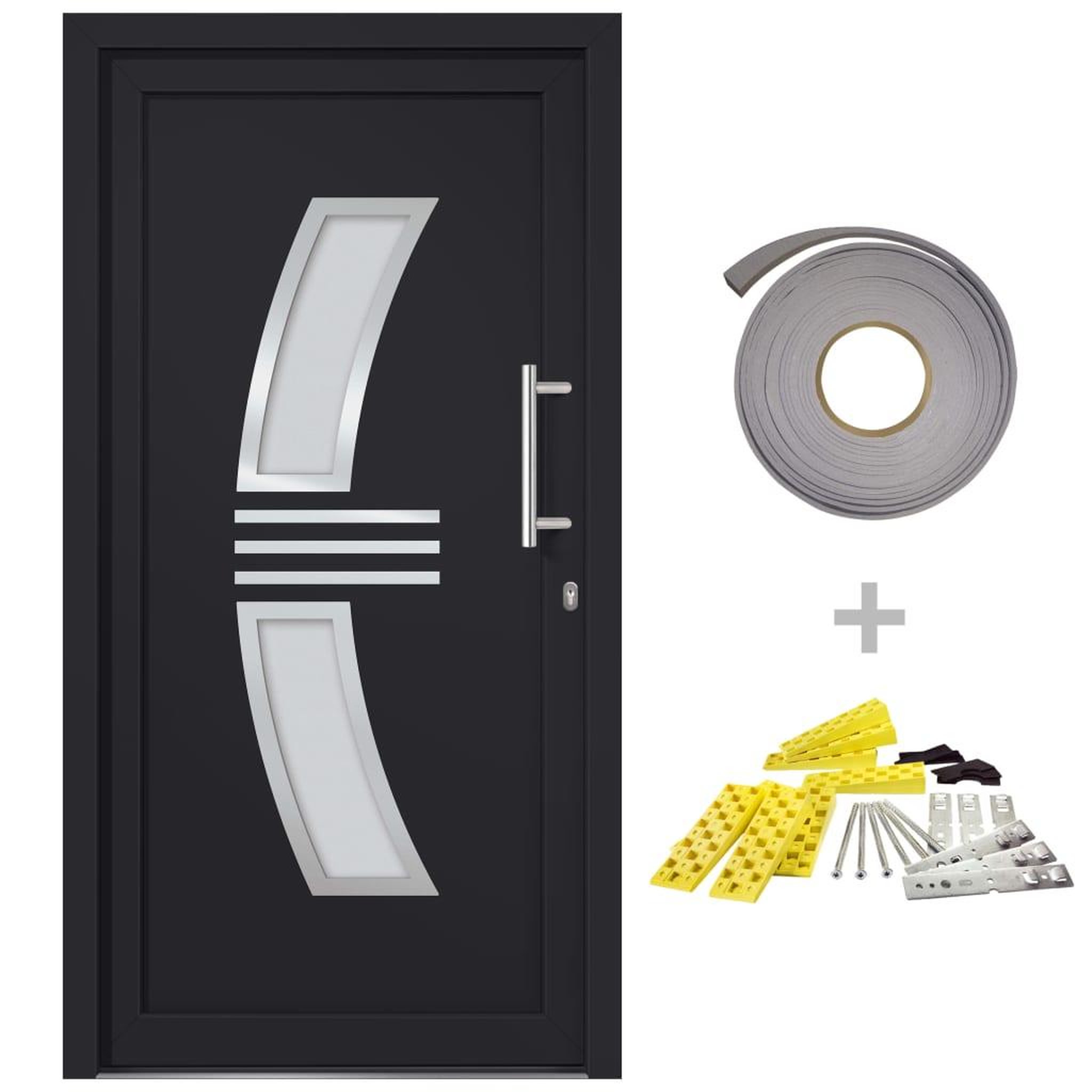 Voir la diapositive 2 : VIDAXL Porte d'entree principale Anthracite 98x208 cm