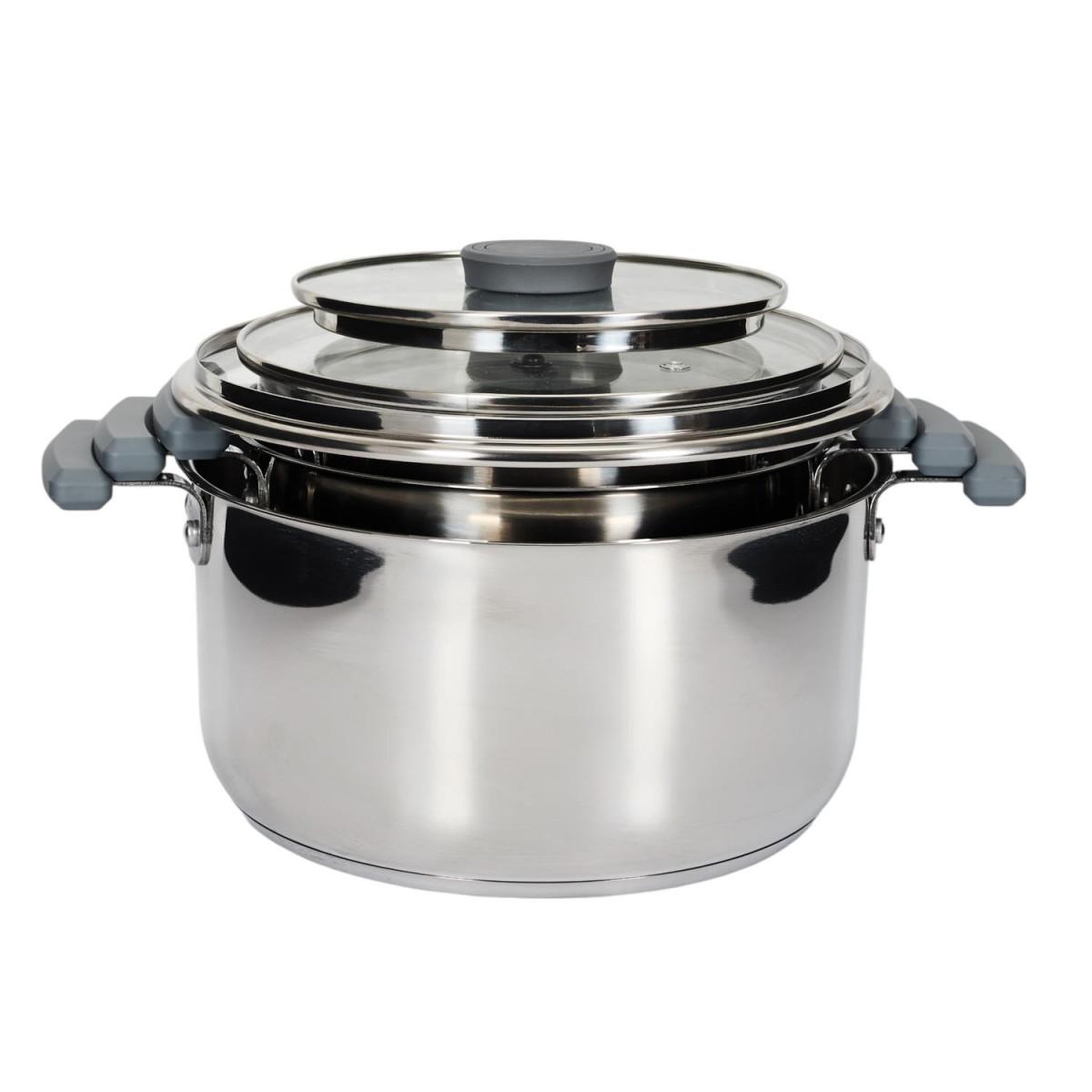 Voir la diapositive 4 : COOK CONCEPT Lot de 3 faitouts en inox  empilable  25cm argent