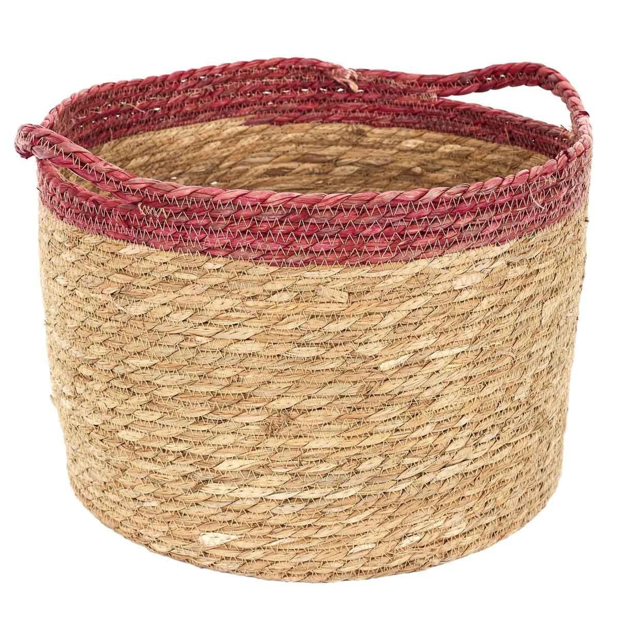Voir la diapositive 2 : The Home Deco Factory Lot de 3 paniers déco  bicolore tressé  35cm rose