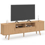 Voir la diapositive 1 : ID MARKET Meuble TV 180 cm JULIETTE 2 portes et 2 tiroirs lattes tasseau bois coloris chêne