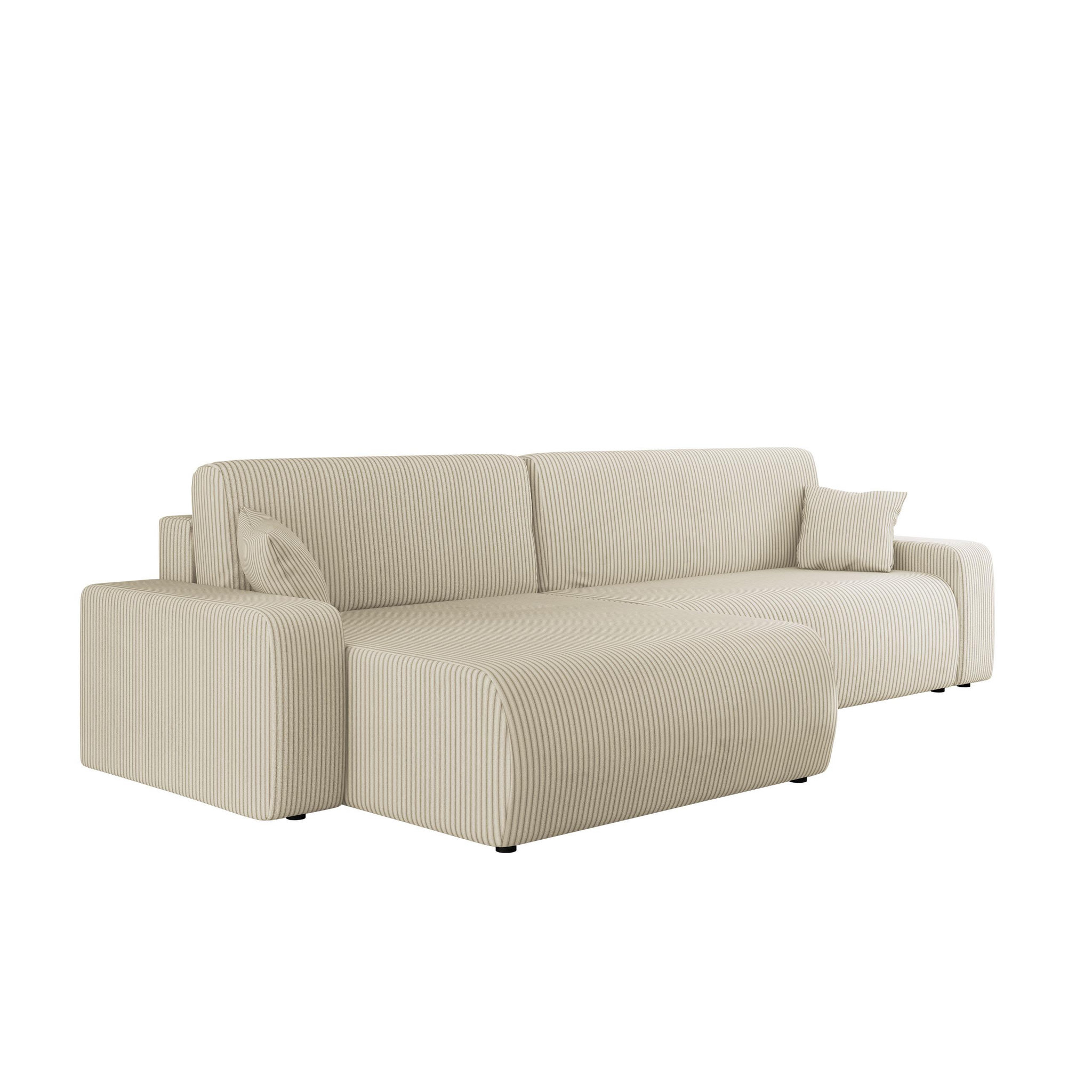 Voir la diapositive 5 : BEST MOBILIER Artemisa - canapé d'angle réversible 5 places convertible avec coffre en velours côtelé