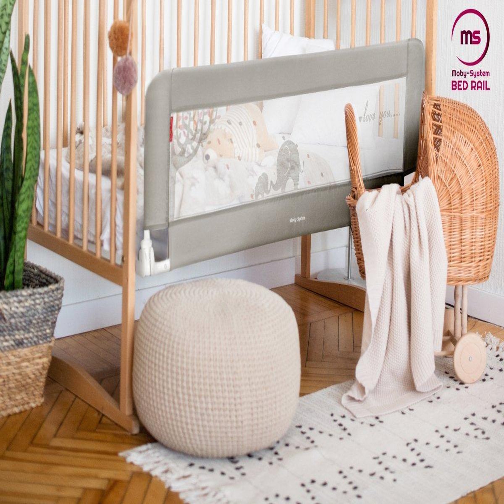 Voir la diapositive 2 : MOBY SYSTEM Barrière de Lit Bébé Moby-System, Barrière de Protection Pliable, Stable Durable, 154 x 42 cm