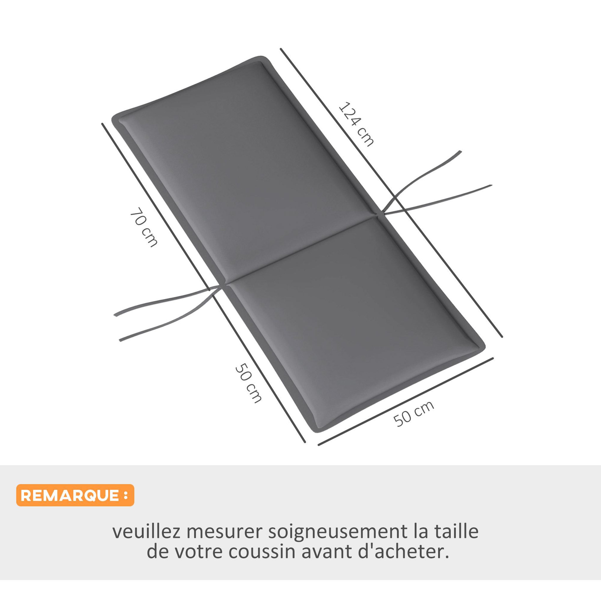 Voir la diapositive 3 : OUTSUNNY Lot de 4 coussins galettes assise dossier de chaises fauteuils de jardin polyester gris