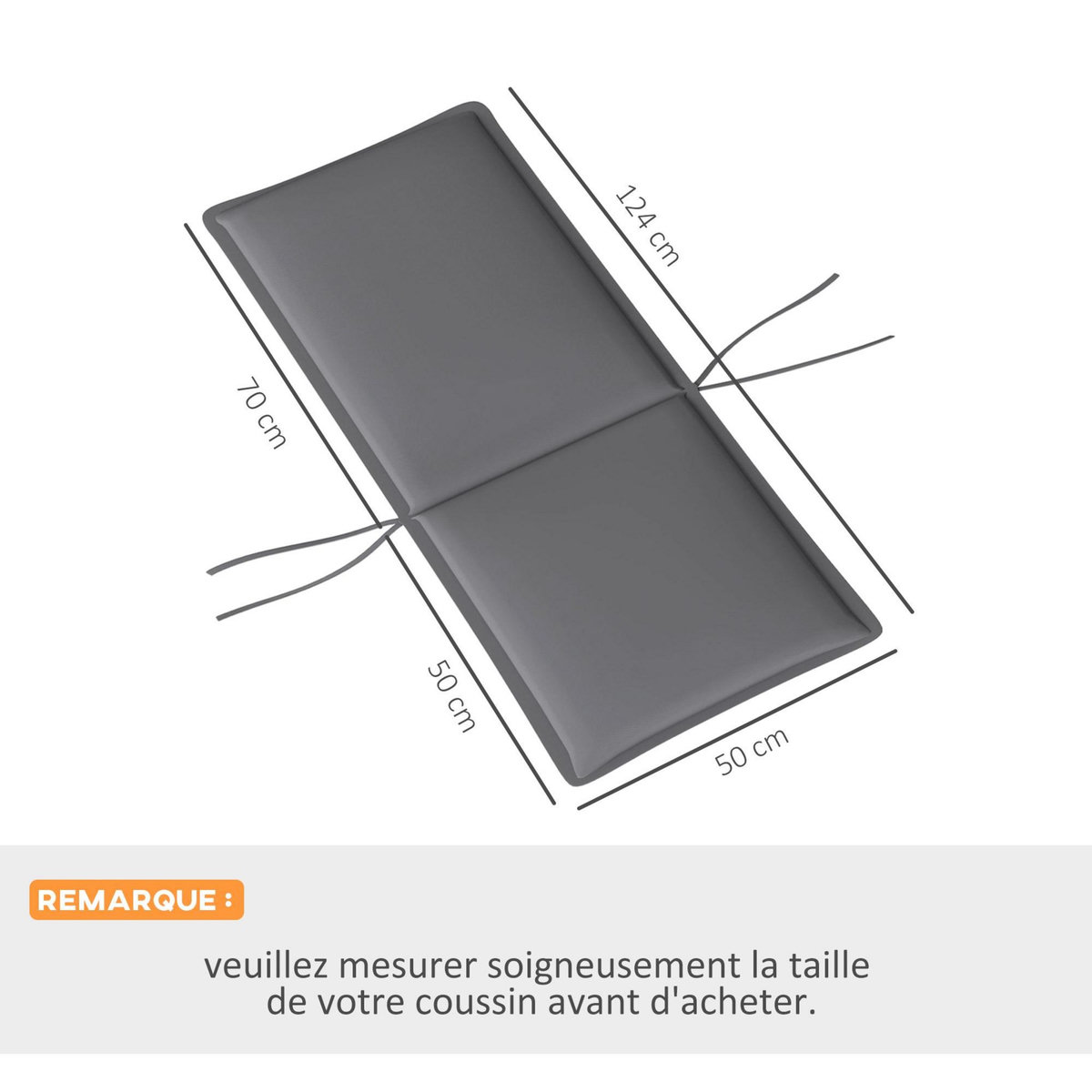 OUTSUNNY Lot de 4 coussins galettes assise dossier de chaises fauteuils de jardin polyester gris