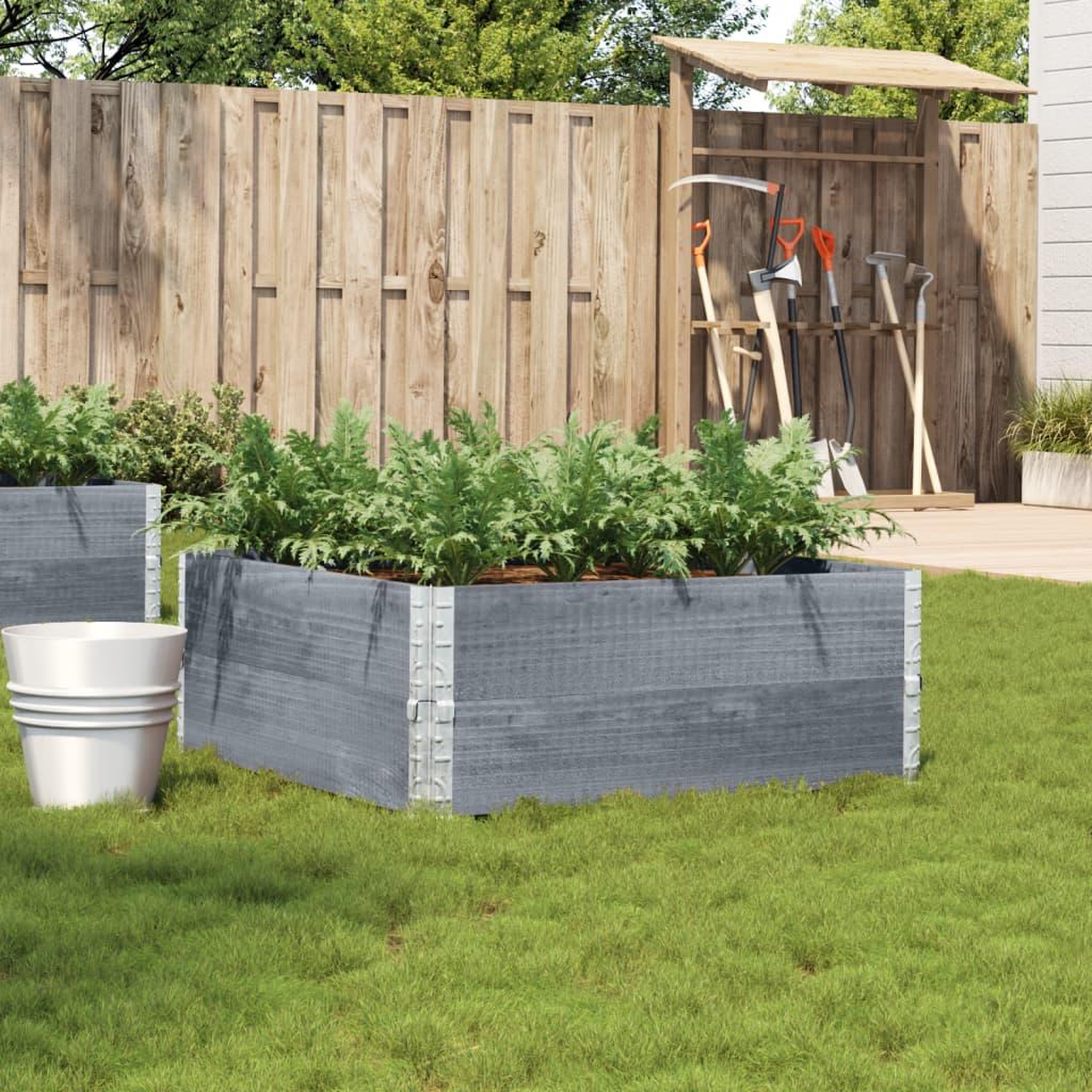VIDAXL Jardiniere gris 100x100 cm bois de pin massif