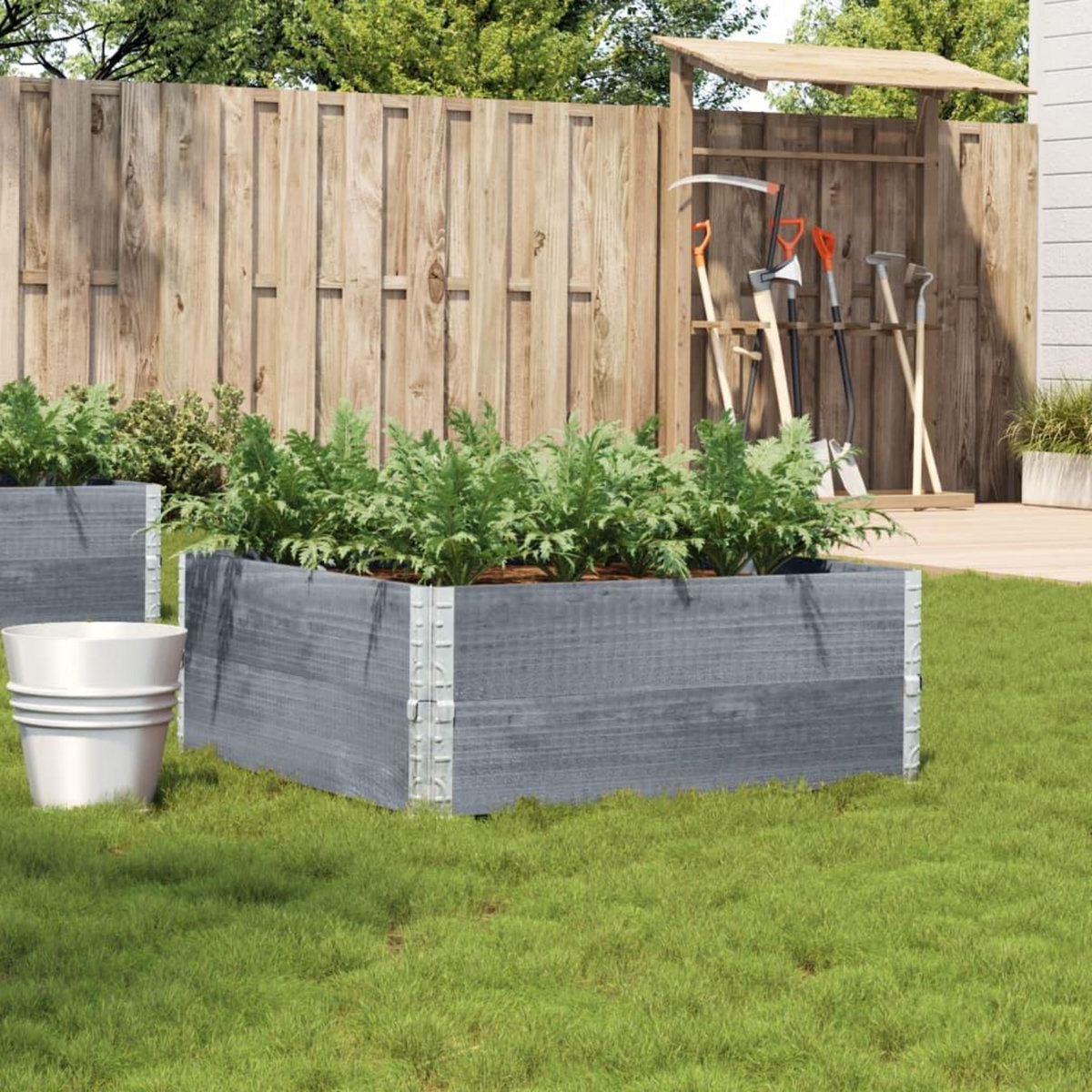 VIDAXL Jardiniere gris 100x100 cm bois de pin massif