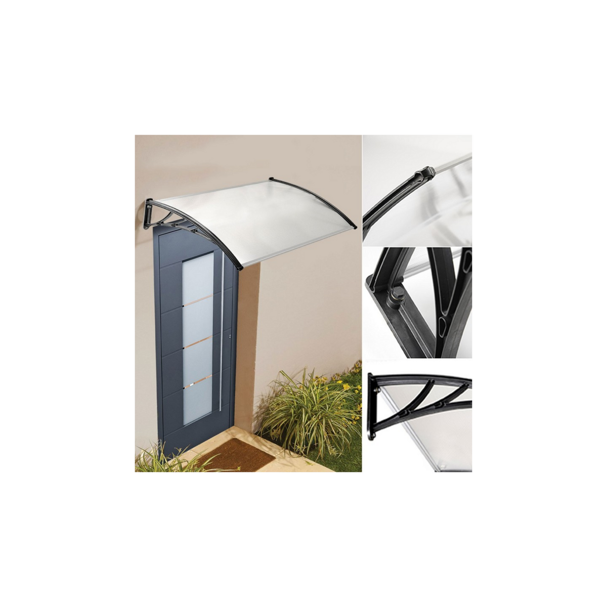 ID MARKET Auvent de porte marquise d'accueil 80 x 120 CM polycarbonate