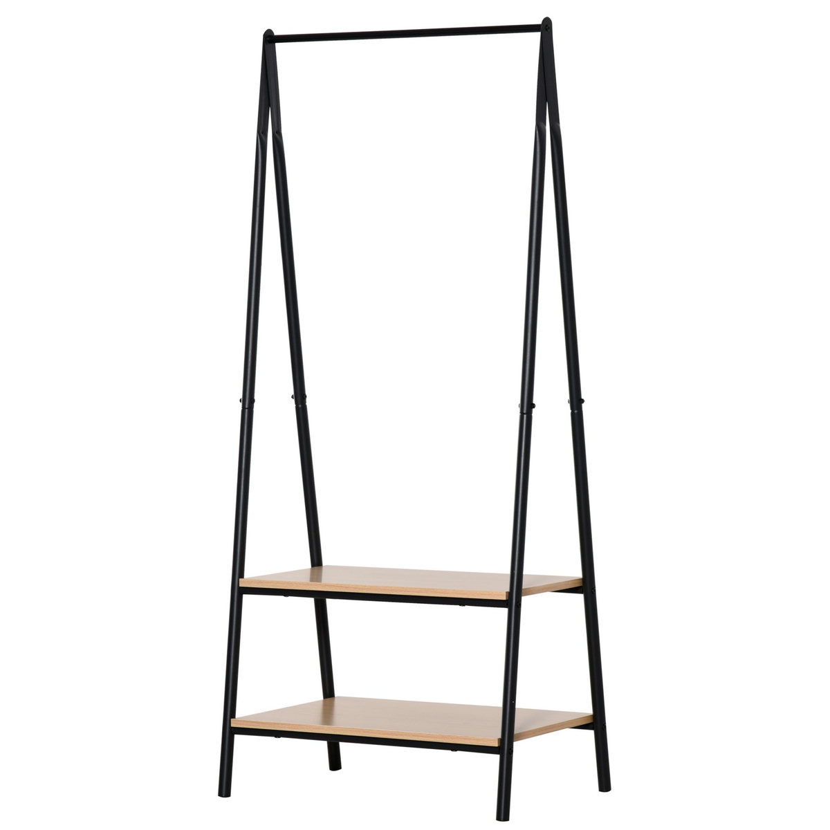 HOMCOM Portant à vêtements penderie style contemporain triangulaire dim. 64L x 43l x 149H cm 2 étagères MDF bois clair acier noir