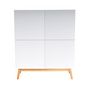 Voir la diapositive 4 : Argentier scandinave SNOW pieds en bois massif, 4 portes L100 cm 