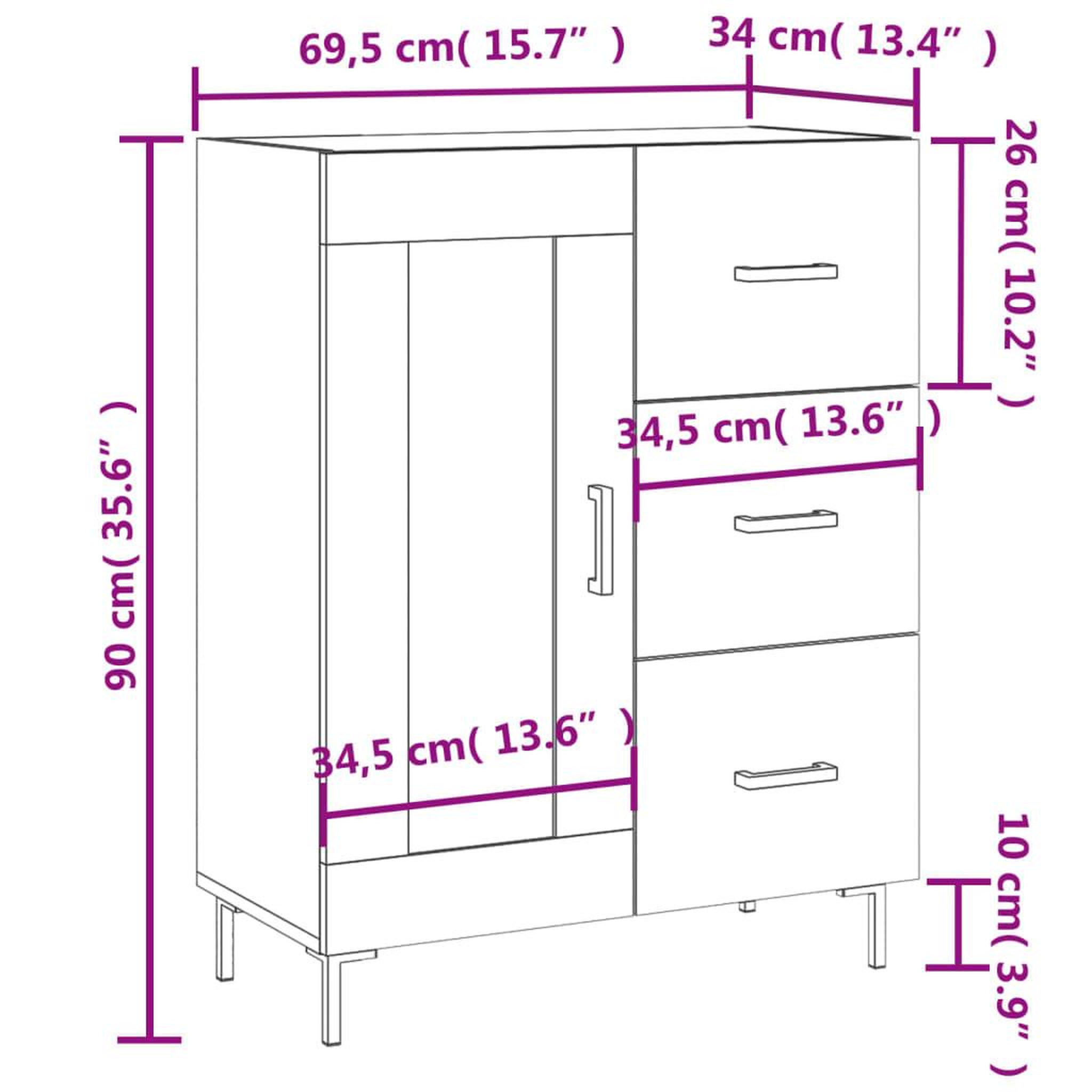 Voir la diapositive 6 : VIDAXL Buffet gris beton 69,5x34x90 cm bois d'ingenierie