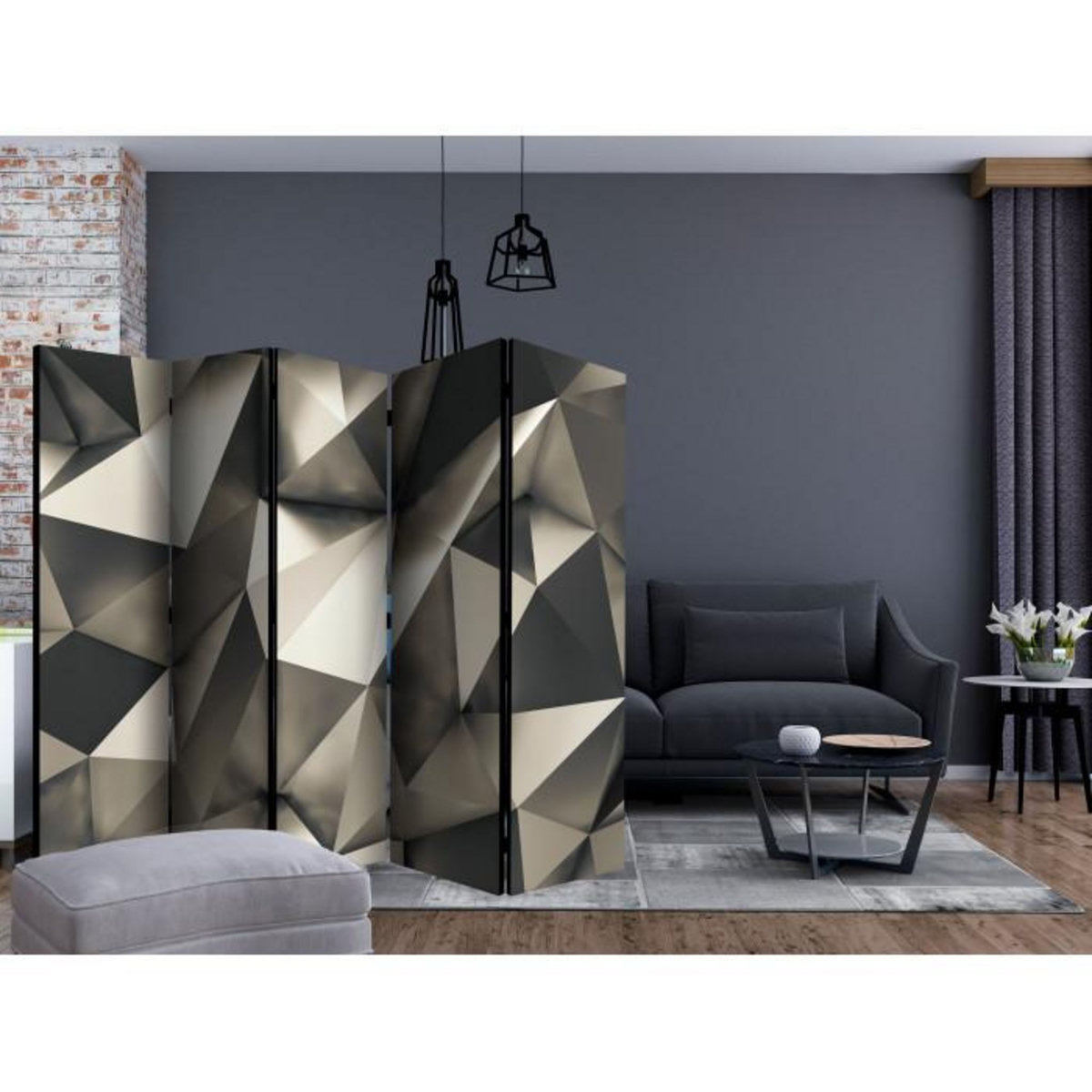 Paris Prix Paravent 5 Volets  Cosmic Silver  172x225cm