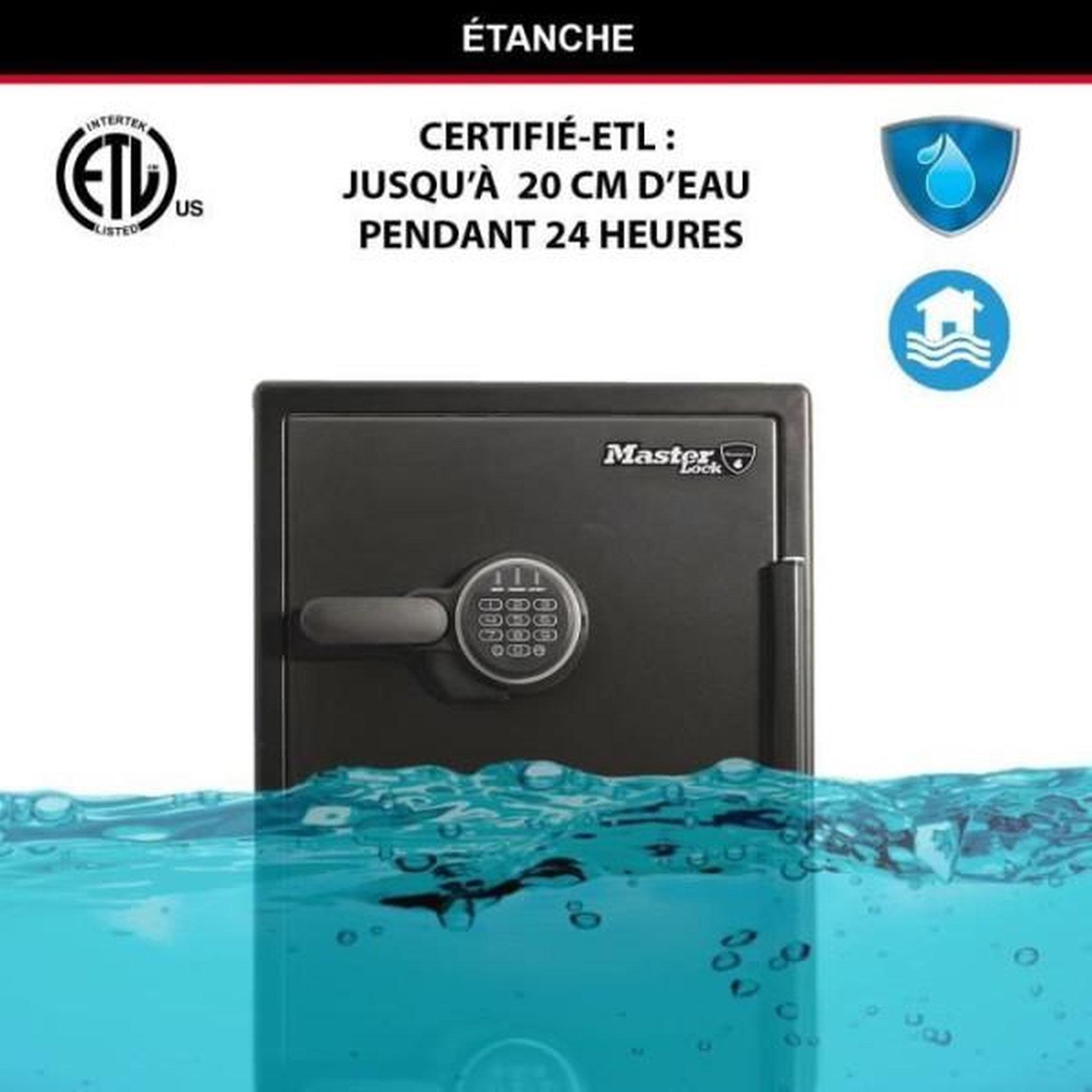 Voir la diapositive 4 : Master lock Coffre-fort - master lock - ignifuge et etanche - xxl 56,6l - combinaison électronique