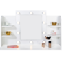 Voir la diapositive 4 : ID MARKET Coiffeuse ZELIA blanche table de maquillage 4 étagères, miroir LED et tabouret