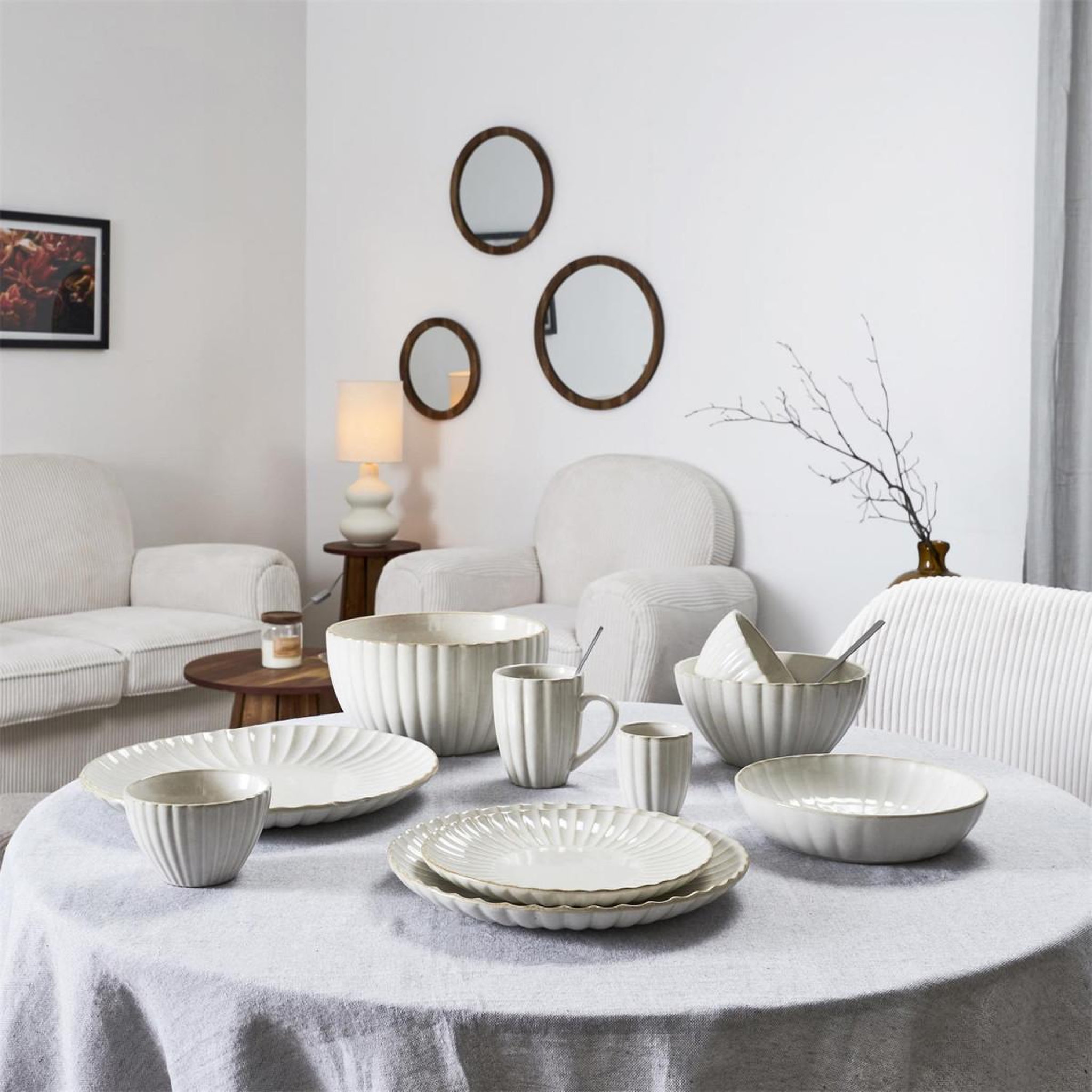 Voir la diapositive 5 : The Home Deco Factory Assiette de présentation  vlora  32cm beige