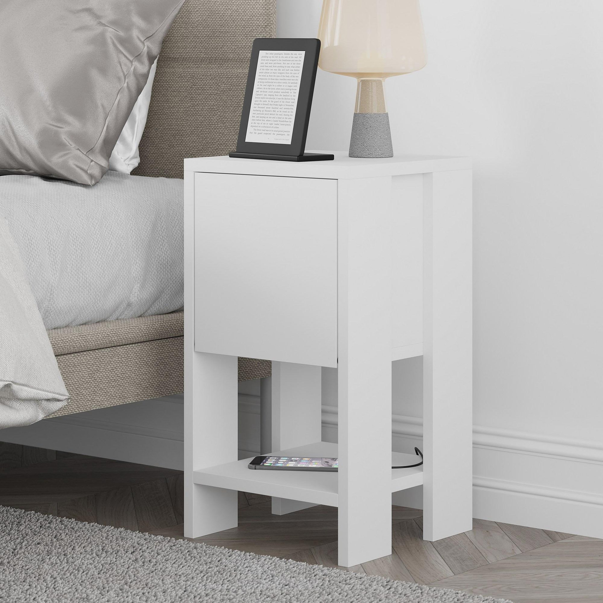 Voir la diapositive 2 : Habitat et Jardin Table de chevet en bois  ema  30 x 30 x 55 cm - blanc