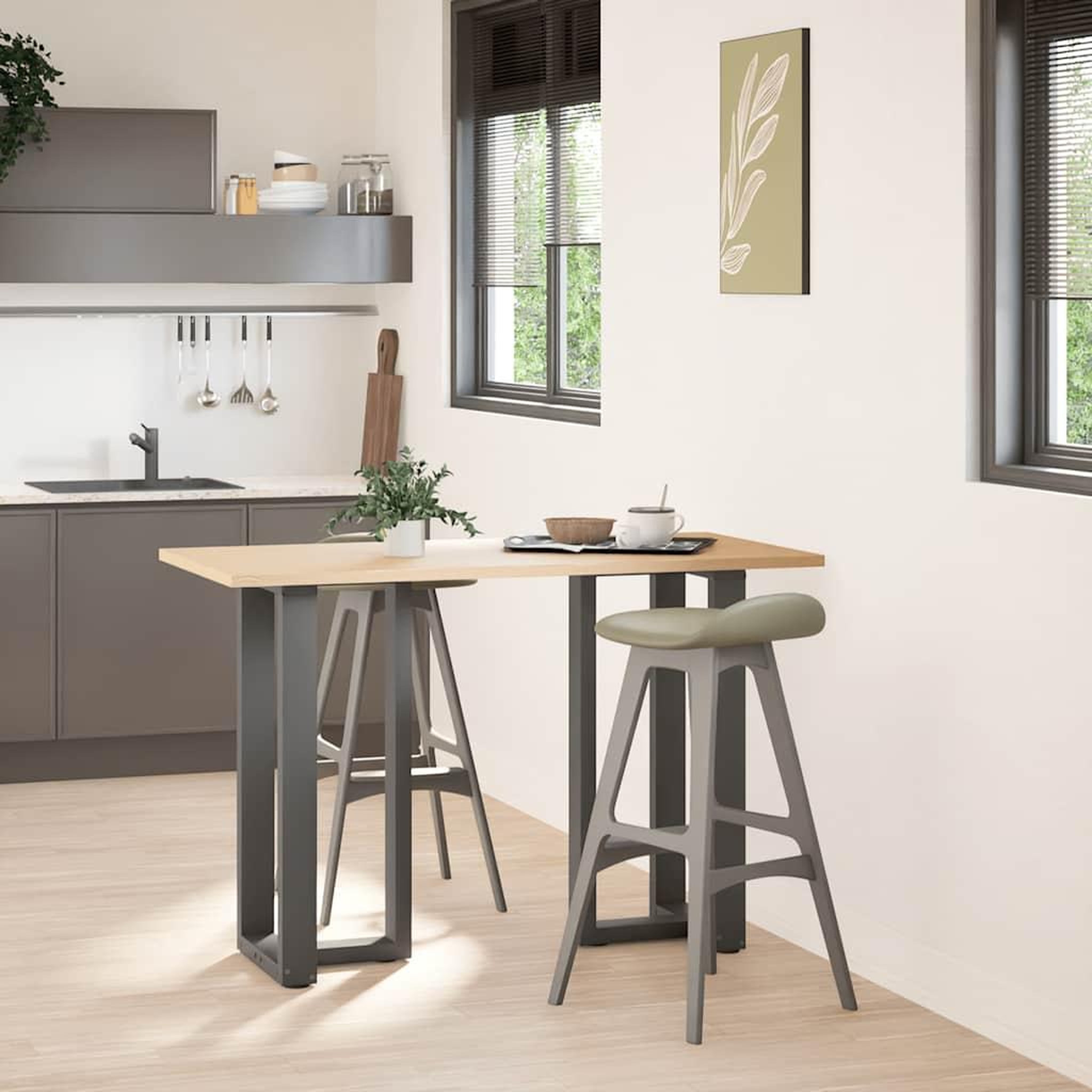 Voir la diapositive 3 : VIDAXL Pieds de table de bar forme de T 2 pcs anthracite acier