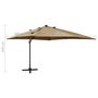 Voir la diapositive 6 : VIDAXL Parasol de jardin en porte-a-faux et mat et lumieres LED taupe