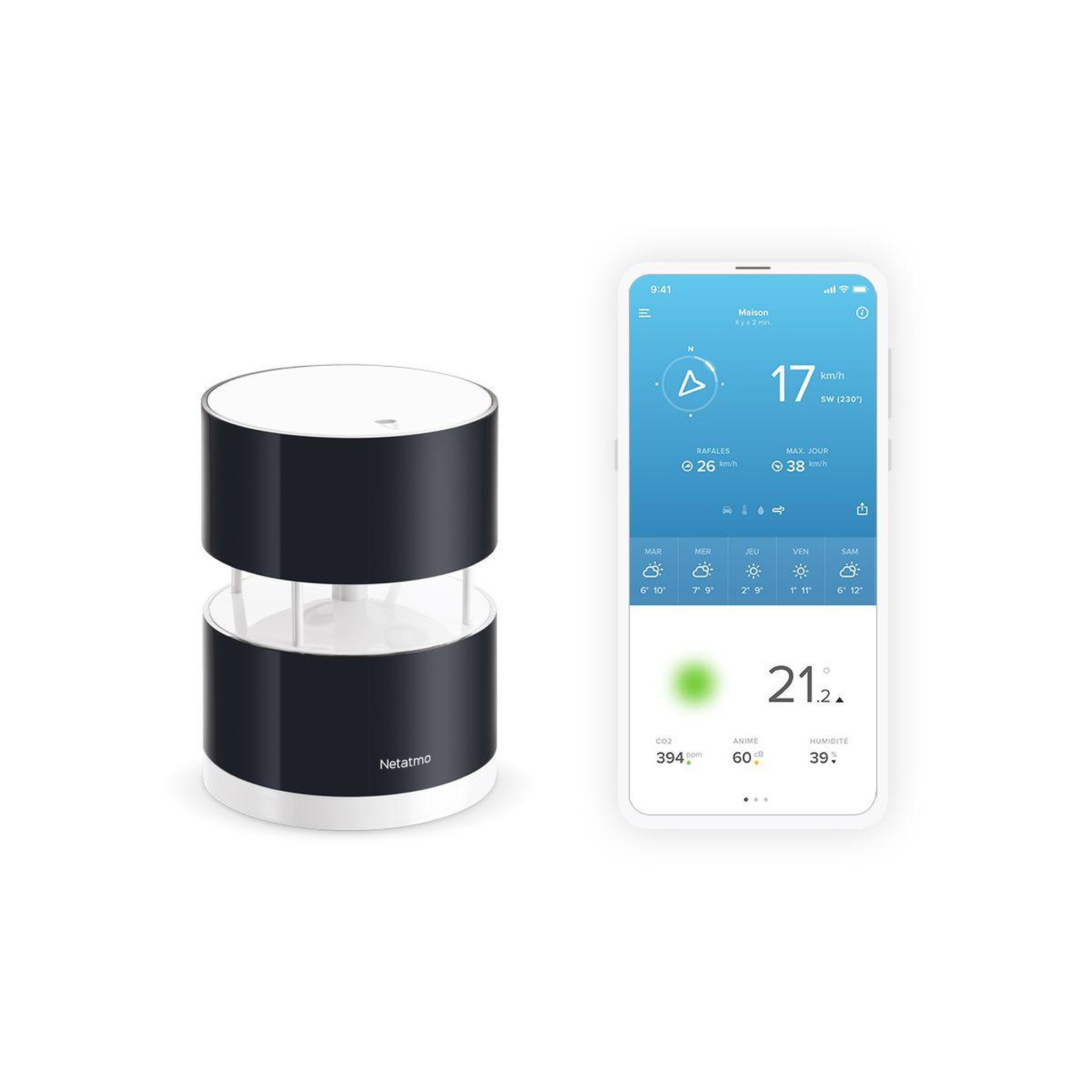 Voir la diapositive 2 : NETATMO Anémomètre connectée pour la Station Météo