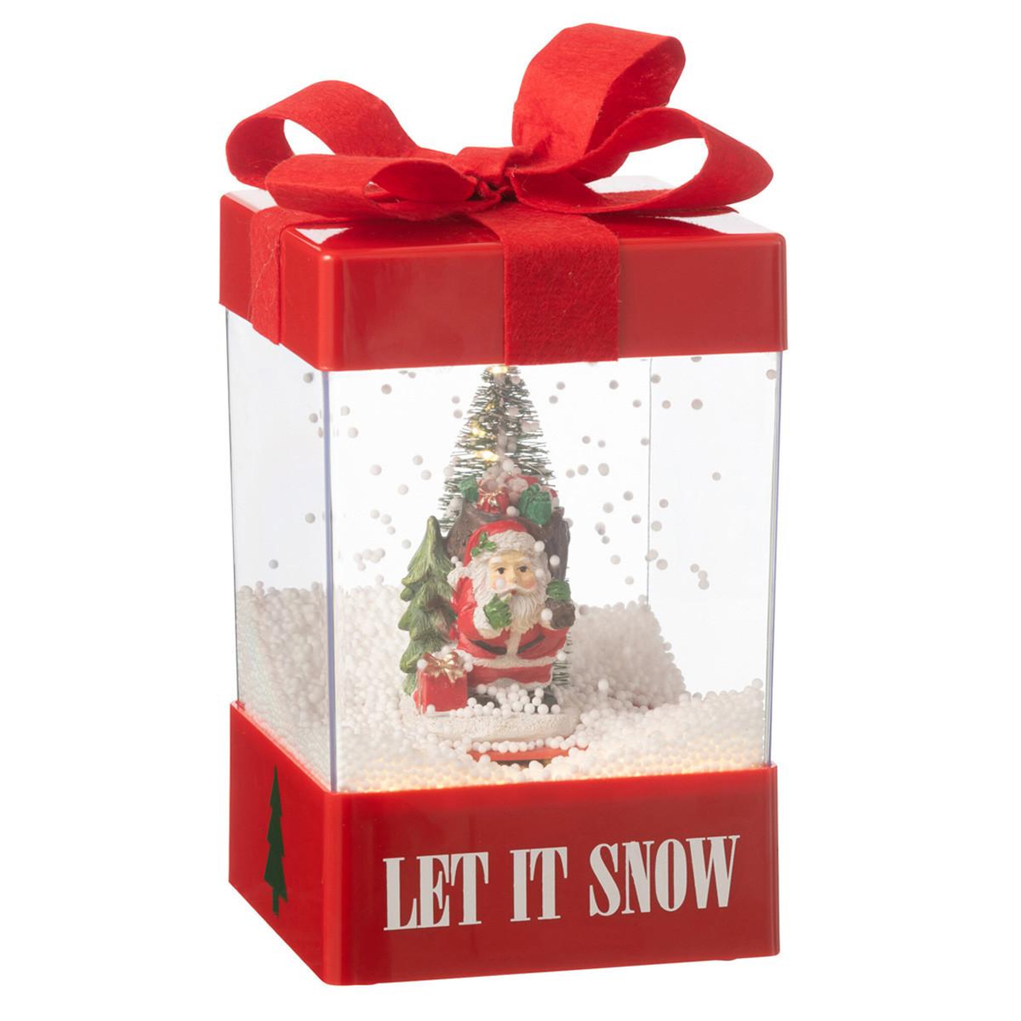 J-LINE Boule à neige à led  let it snow  20cm multicolore