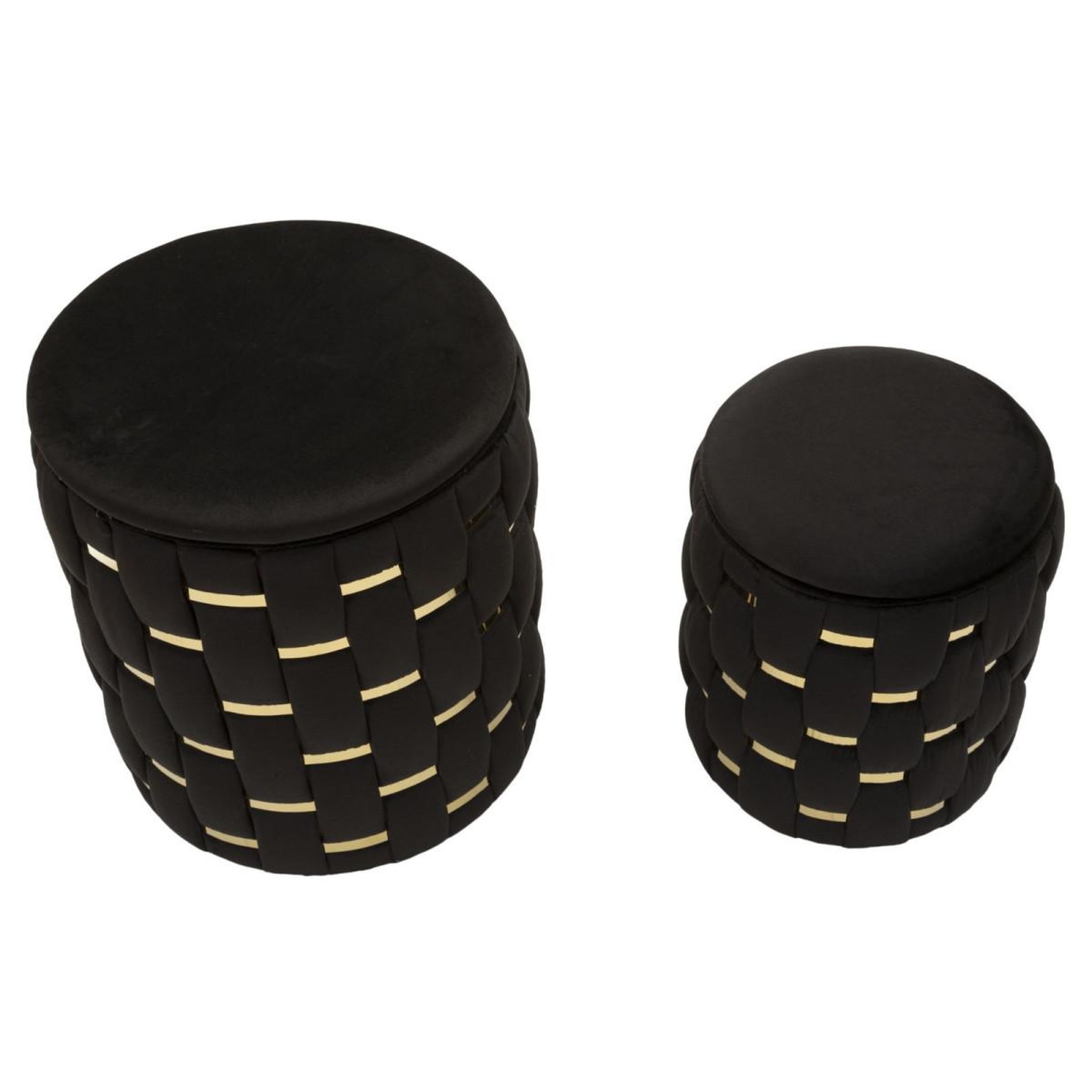 Voir la diapositive 3 : Paris Prix Lot de 2 poufs coffres  shanty  42cm noir & or