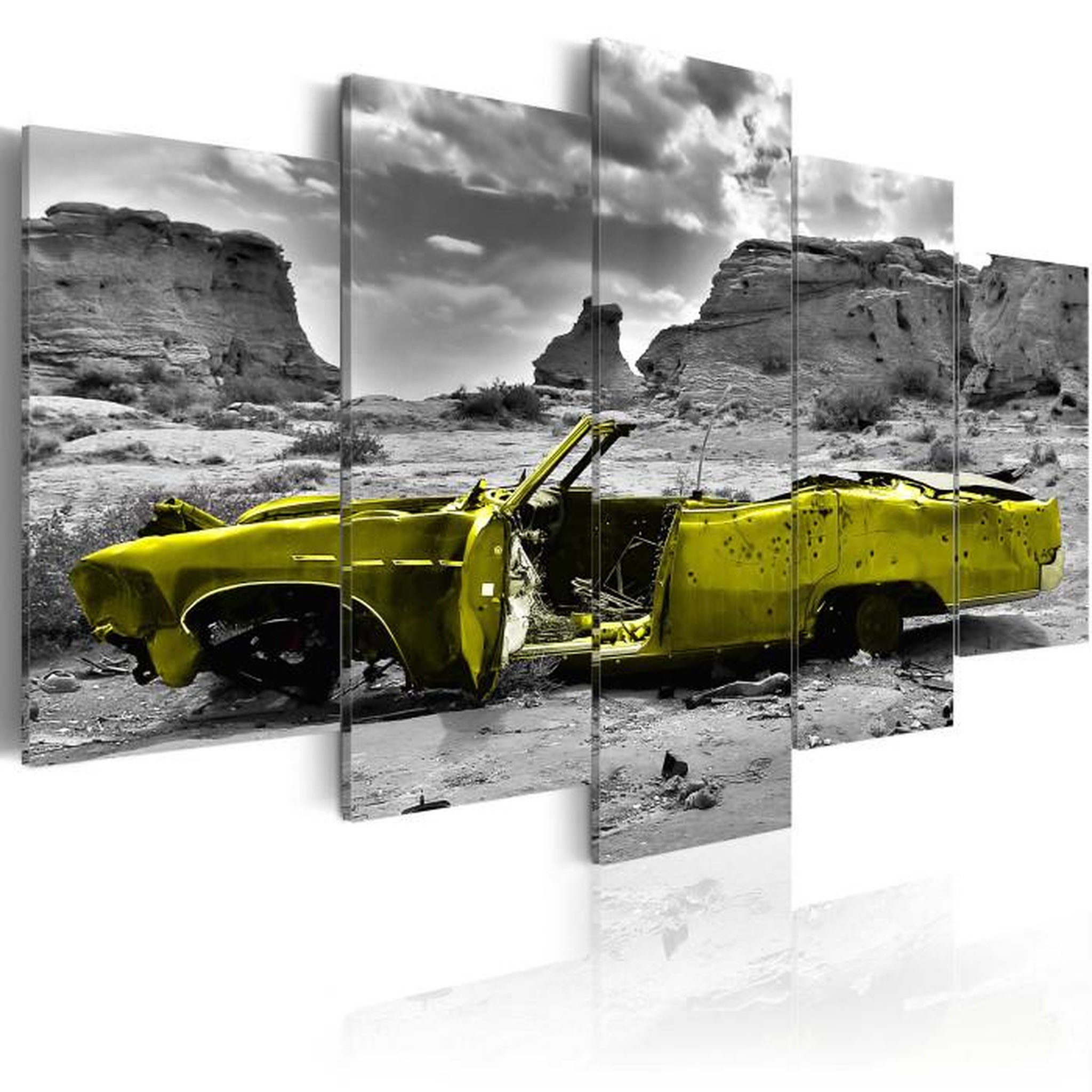Paris Prix Tableau Imprimé  Yellow Car. Coloris disponibles : Multicolore