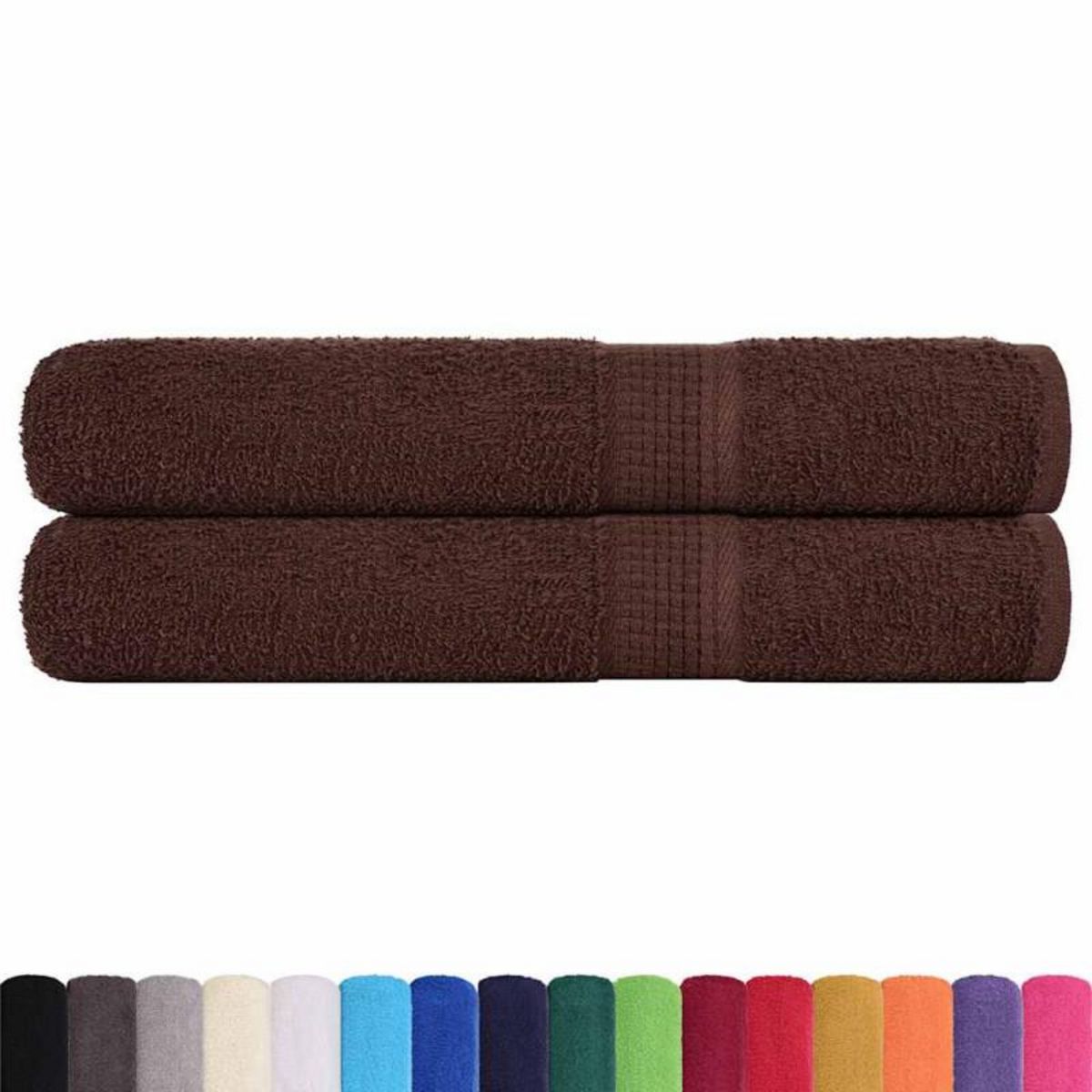 VIDAXL Serviettes 2 pcs marron 100x200 cm 360 g m² 100% coton