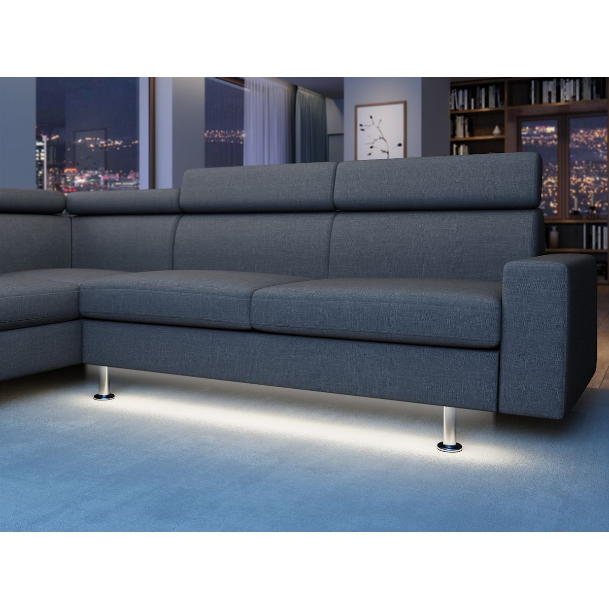 Canapé d'angle 4-5 places fixe avec LED - TOMY - angle gauche