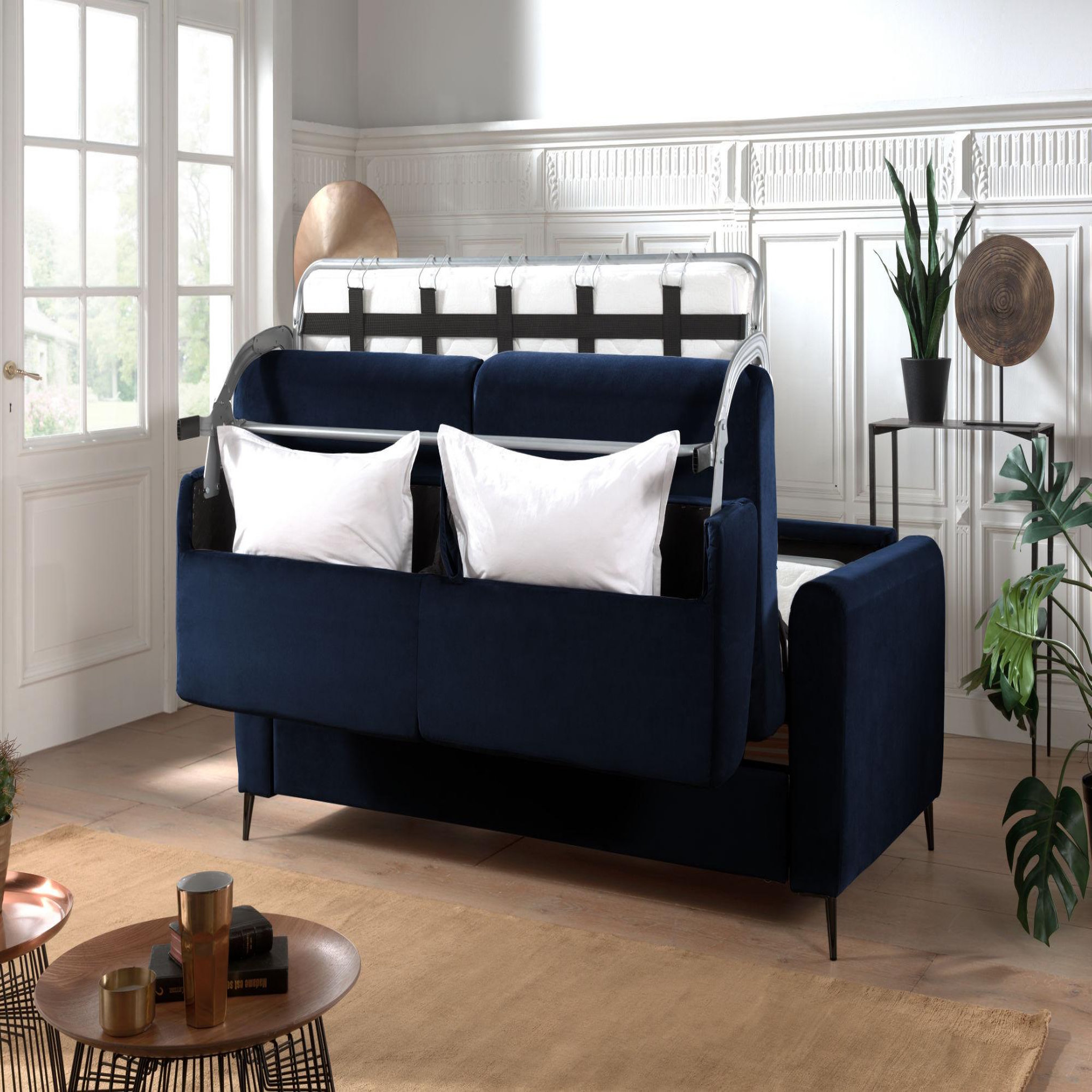 Voir la diapositive 4 : LISA DESIGN Owen - canapé 3 places convertible express couchage quotidien 140 cm matelas 12 cm en velours