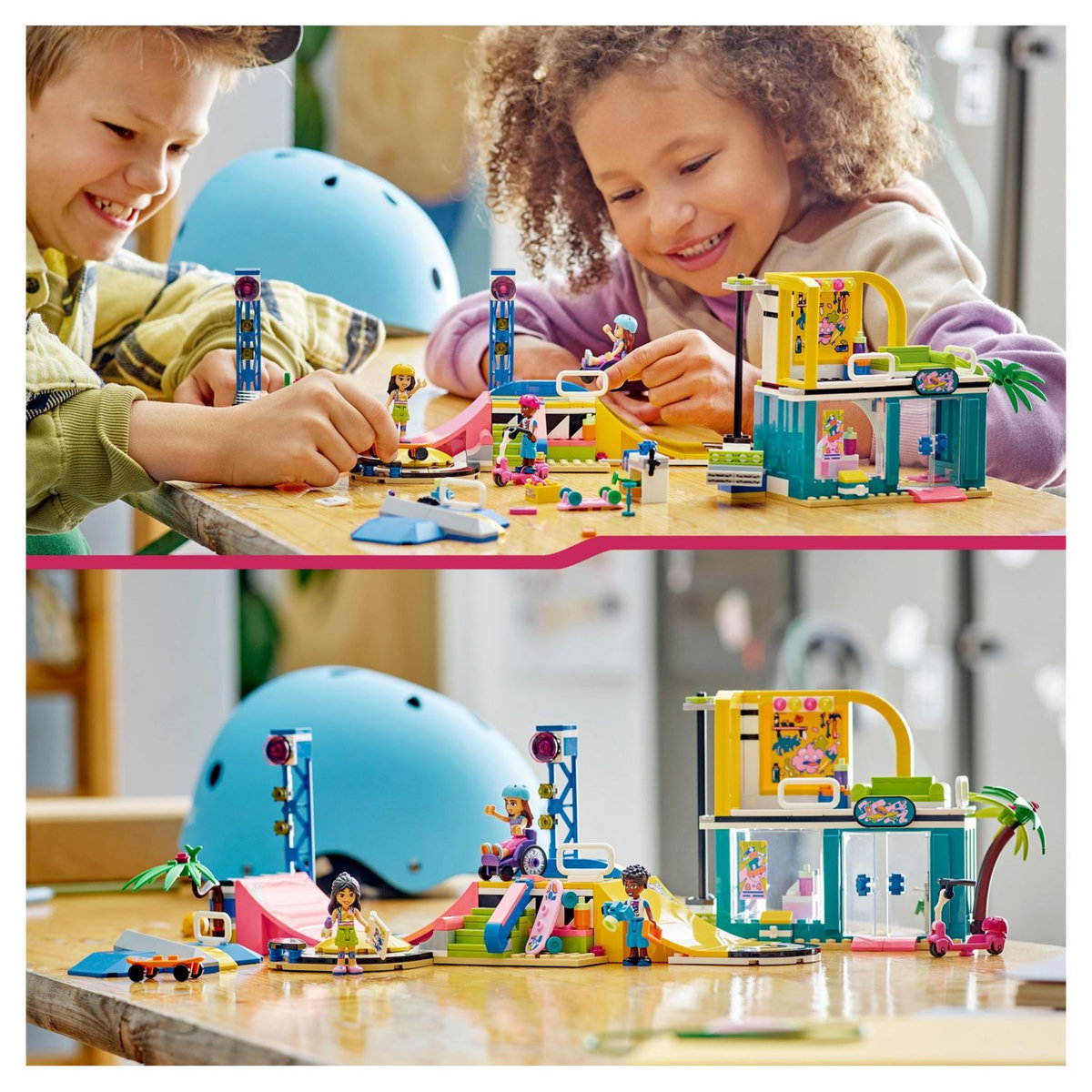 LEGO Friends 41751 Le Skatepark, Jouet de Skateboard, avec Mini-Poupée et Scooter et fauteuil roulant 