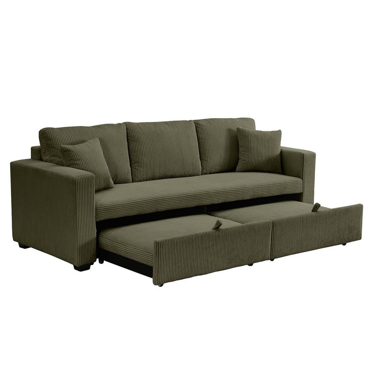 BEST MOBILIER Cyrus - canapé droit 3 places convertible en velours côtelé