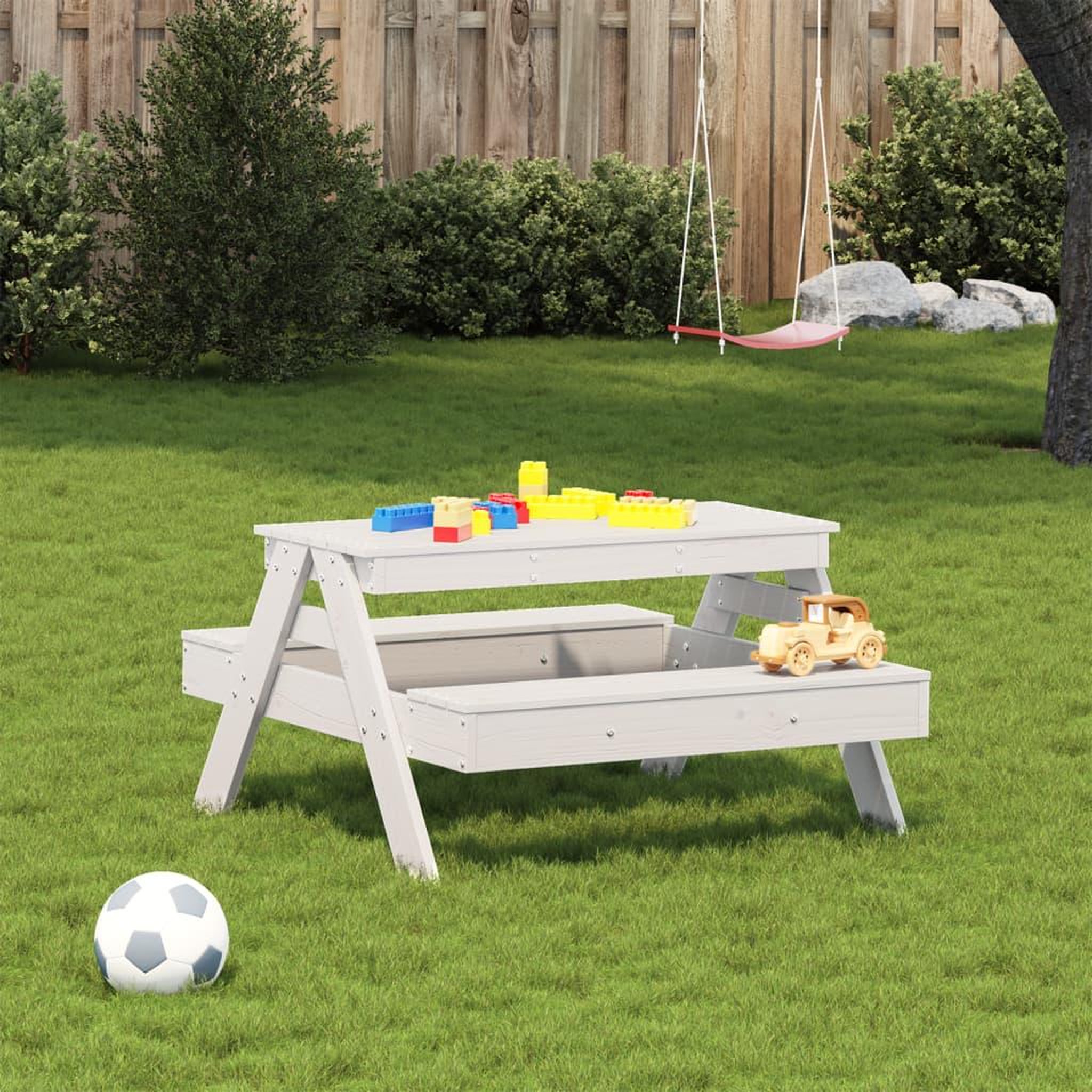 Voir la diapositive 3 : VIDAXL Table de pique-nique pour enfants blanc bois massif de pin